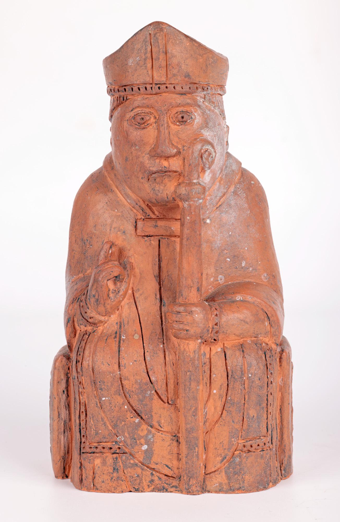 Isle of Lewis Scottish Terracotta Bishop Chess Piece For Sale 4