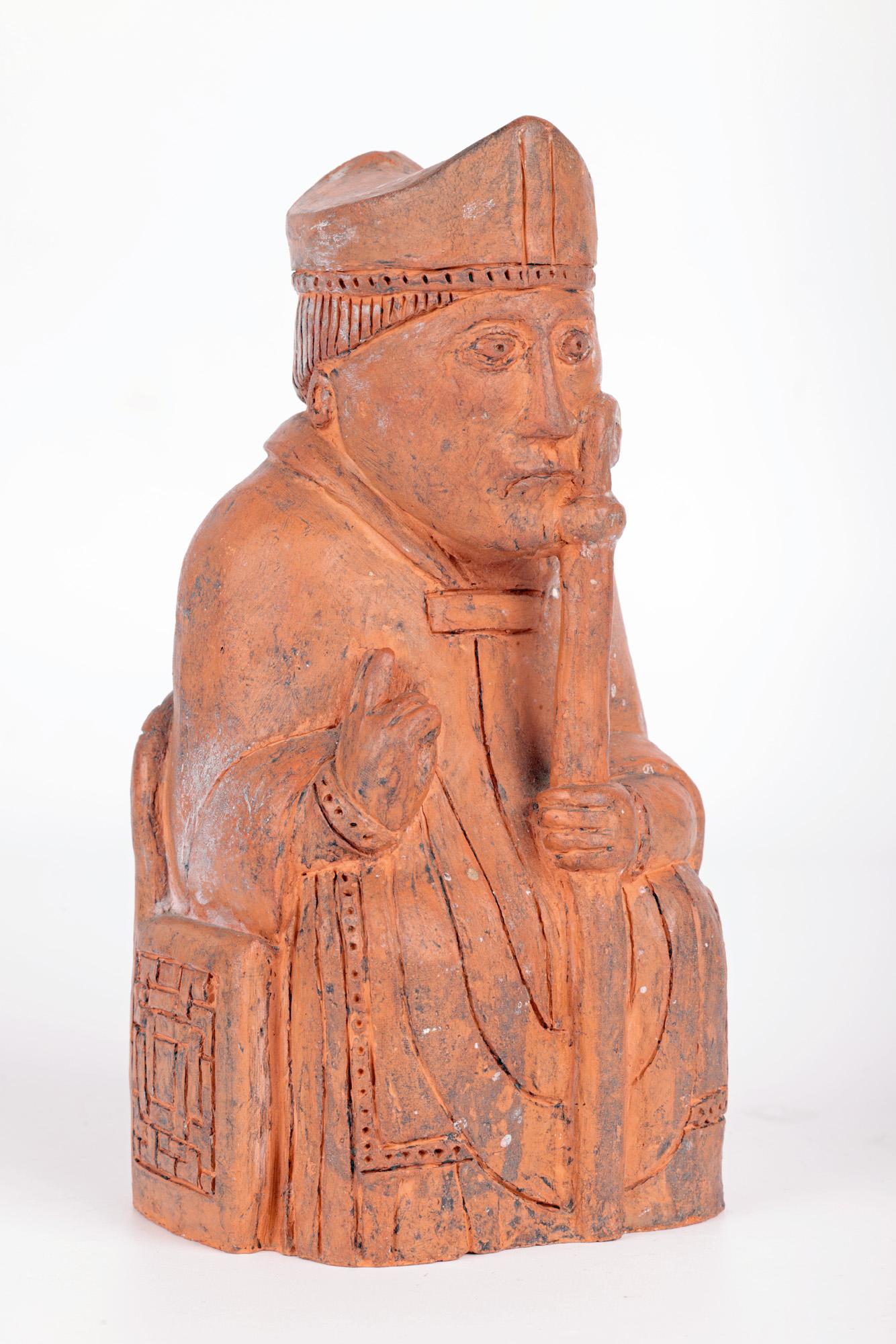 Isle of Lewis Scottish Terracotta Bishop Chess Piece For Sale 11