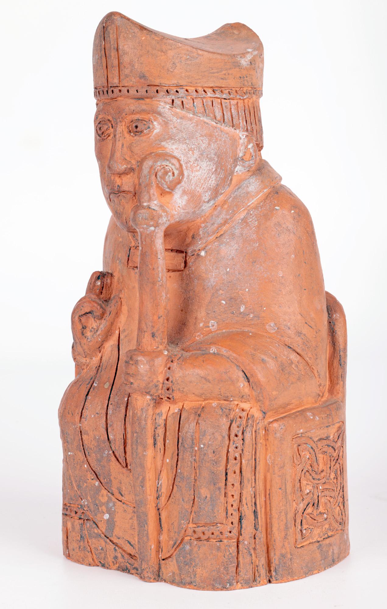Isle of Lewis Scottish Terracotta Bishop Chess Piece For Sale 1