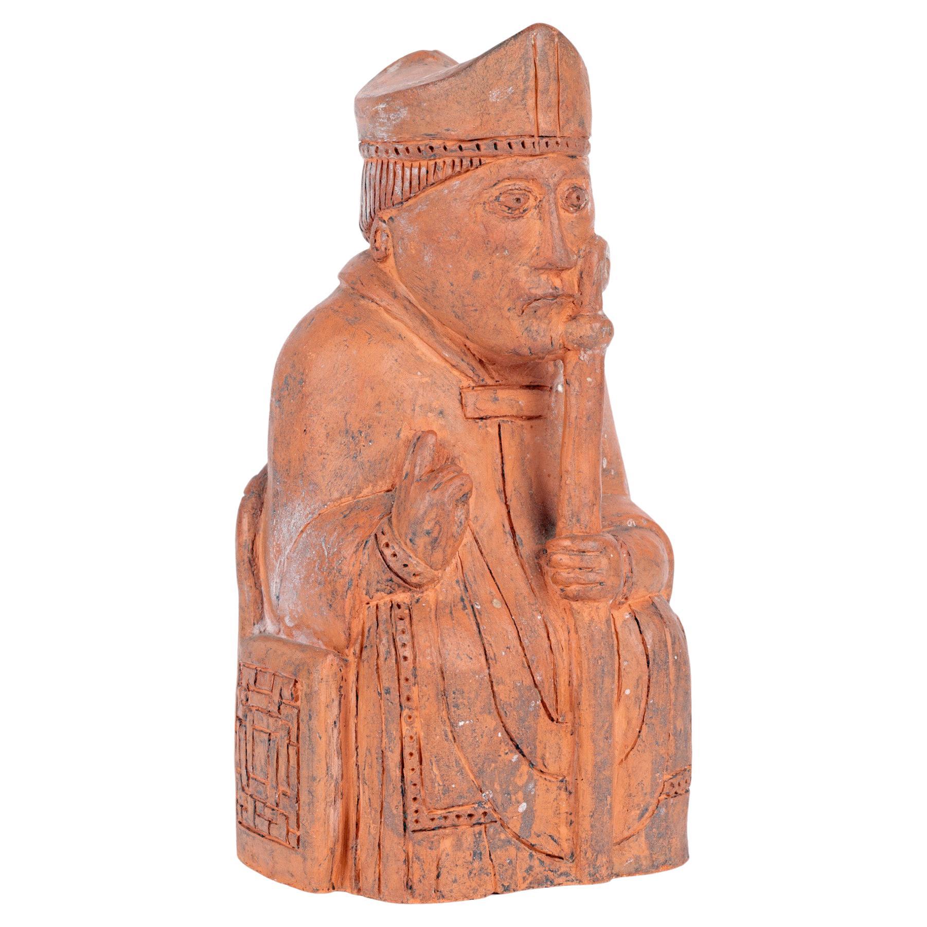Isle of Lewis Scottish Terracotta Bishop Chess Piece For Sale