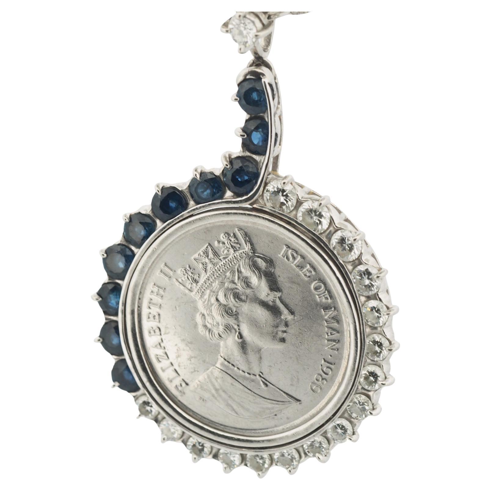 Isle of Man 1989 Gatto persiano Elisabetta II Moneta d'oro da 1/5 di corona Ciondolo Top In condizioni buone in vendita a Kobe, Hyogo