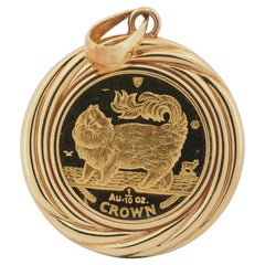 Isle of Man 1993 Maine Coon Elizabeth II Coin 1/10 oz Crown Gold Pendant Top