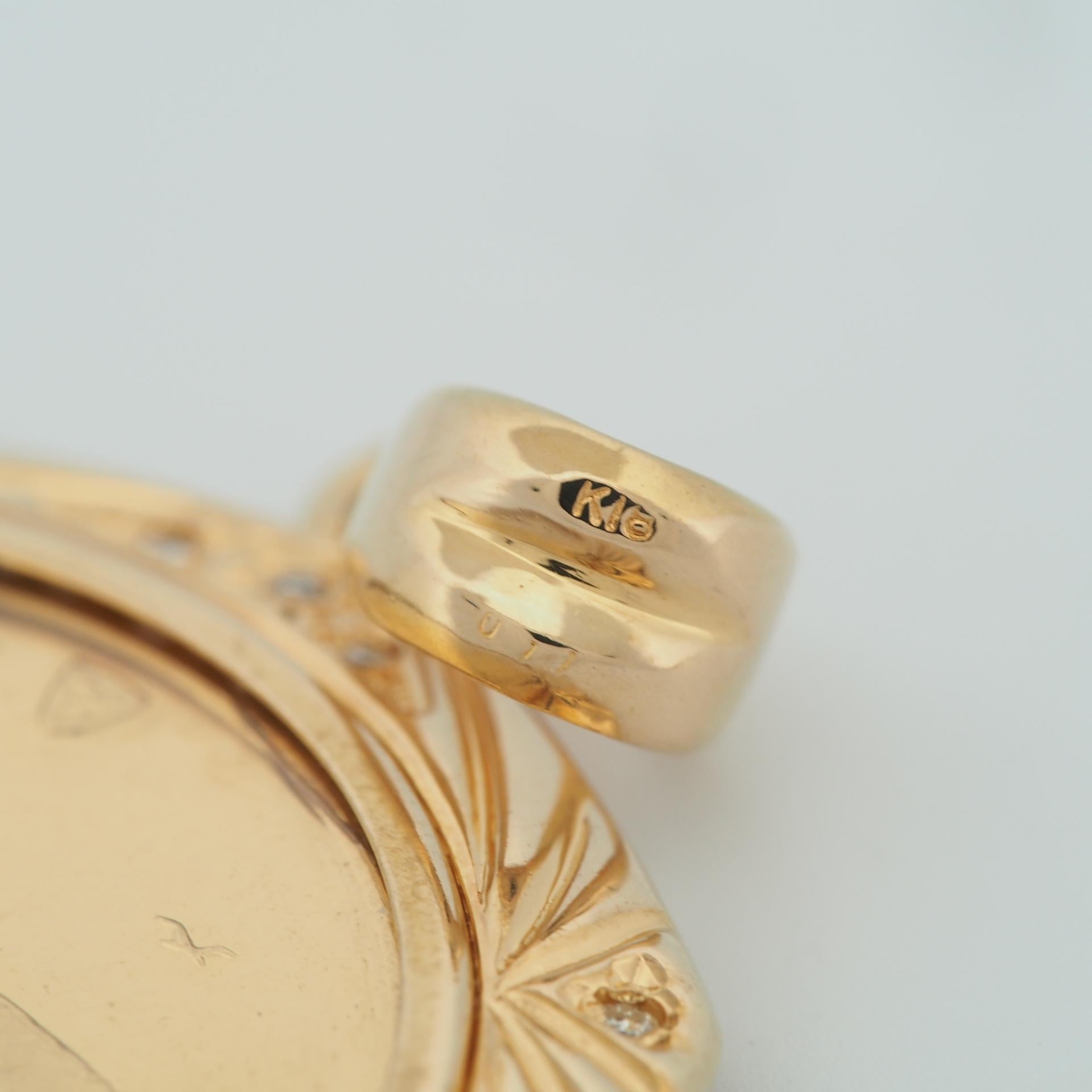 Isle of Man 1994 Japanese Bobtail Elizabeth II Coin 1/2 Crown Gold Pendant Top For Sale 1