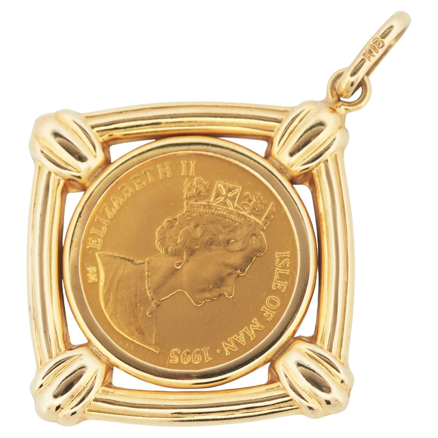 Item: Authentic Isle of Man 1995 Turkish Cat Coin Pendant Top
Stone: ---
Metal: Coin-24K Yellow Gold, Pendant top Setting Metal -18K Yellow Gold
Pendant Top Measurement: 24mm
Weight: 2.6 Grams (total)
Condition: Used 
Accessories: Box for a pendant