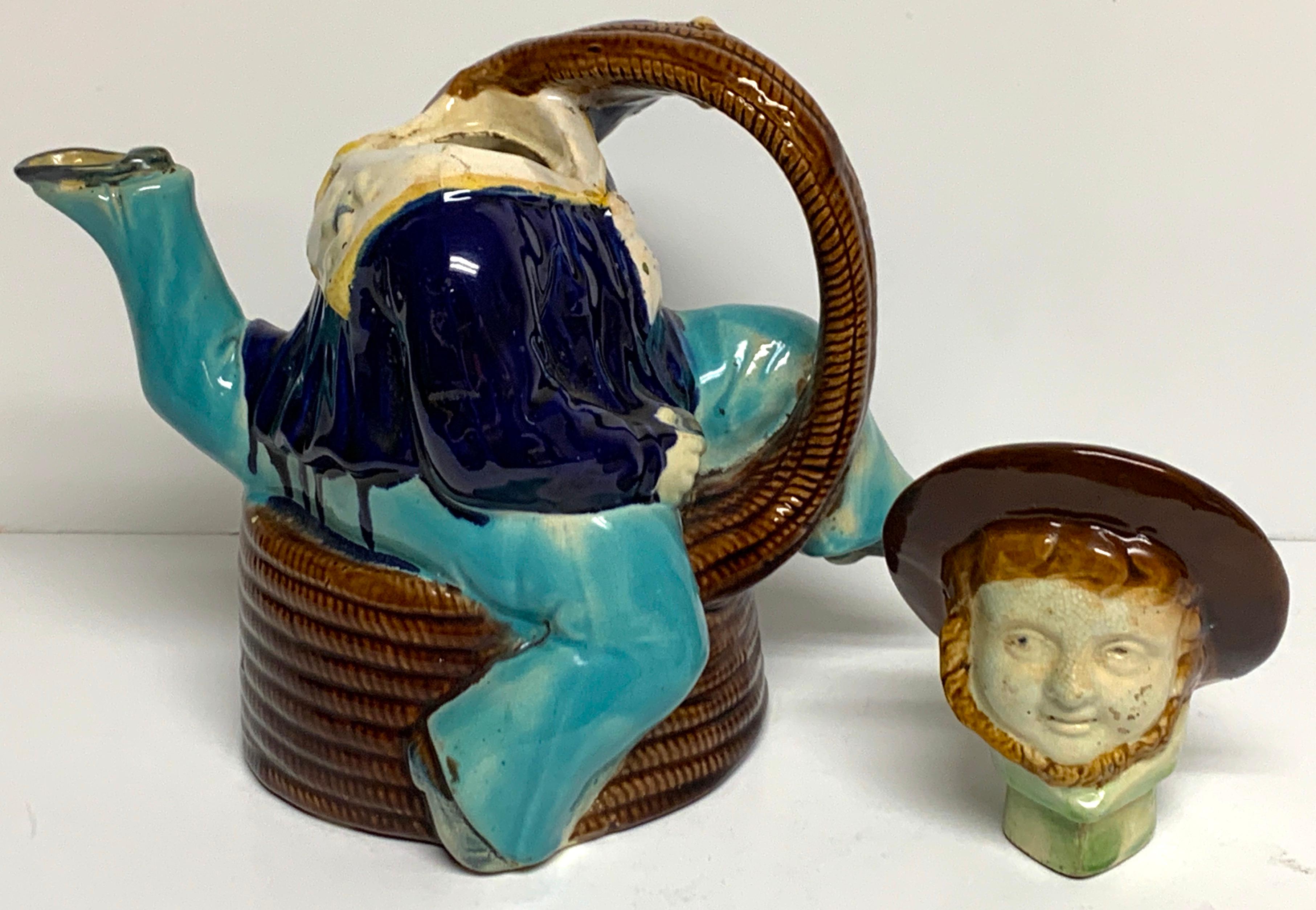 Isle of Man Majolica 'Manx Sailor' Teapot, by William Brownfield & Sons 3