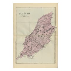 Isle of Man Map, Ordnance Survey Style, Bacon London, 1885