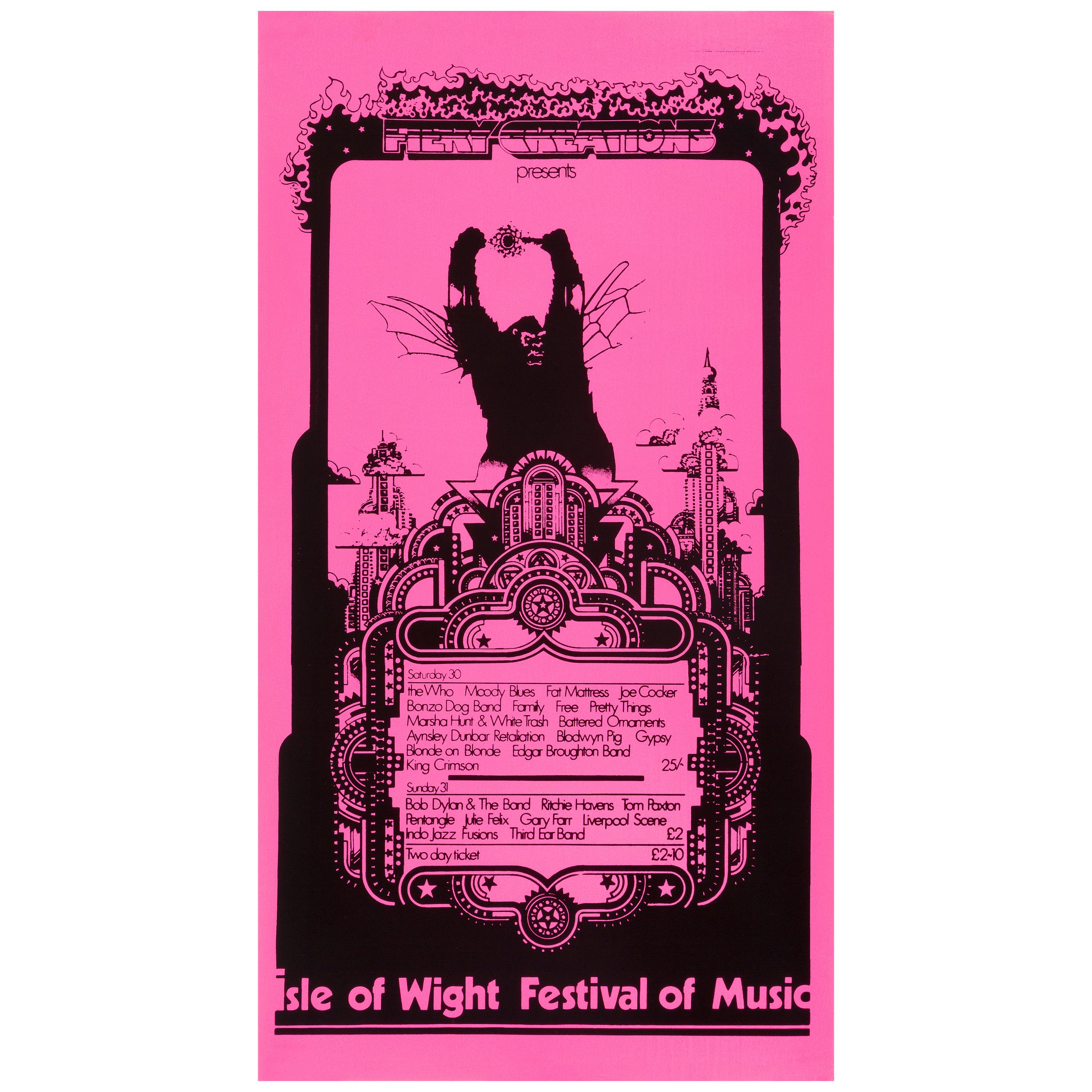 Isle of Wight Festival Original Vintage Poster, British, 1969