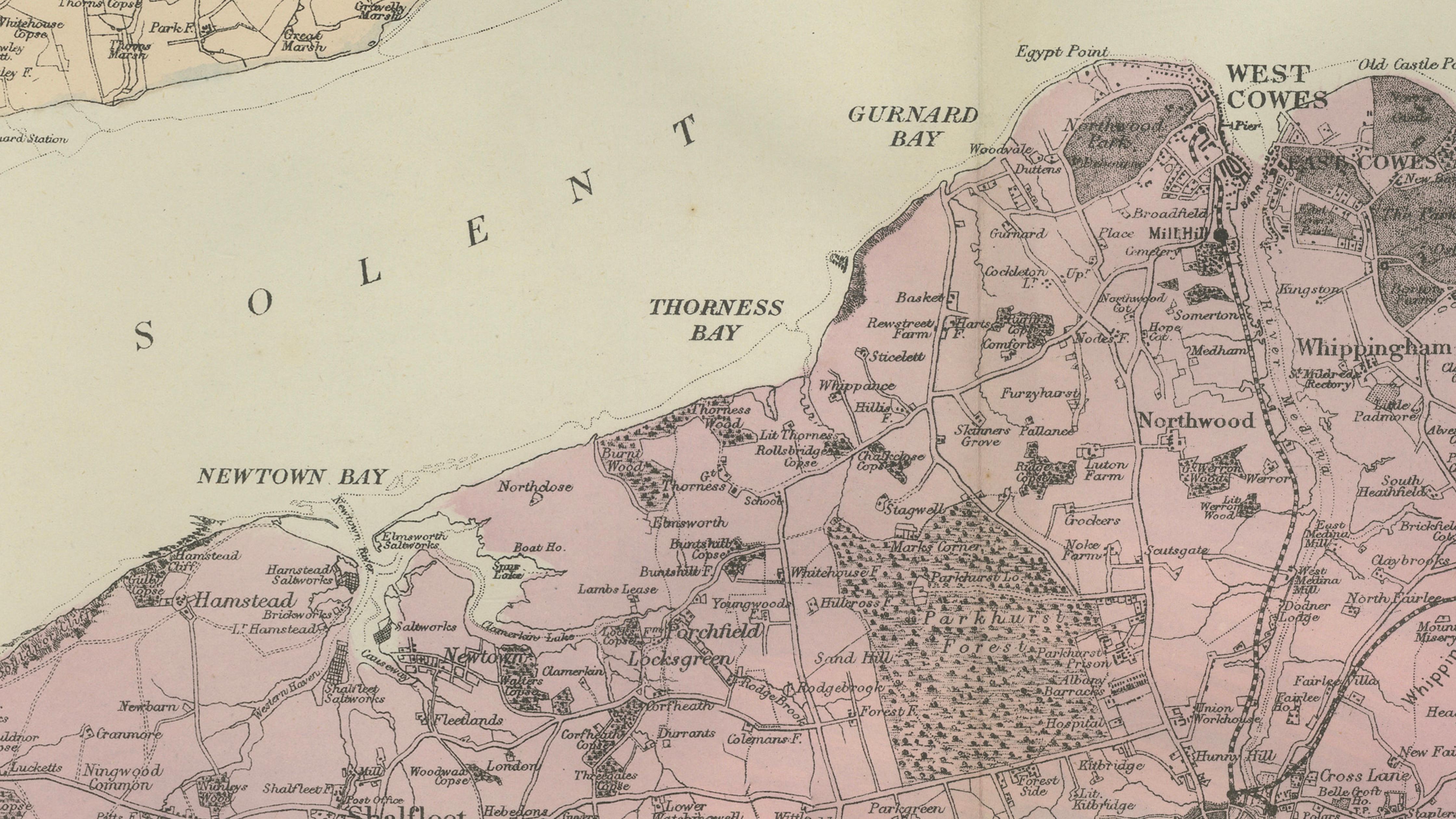 Isle of Wight Map, Ordnance Survey Style, Bacon London, 1885