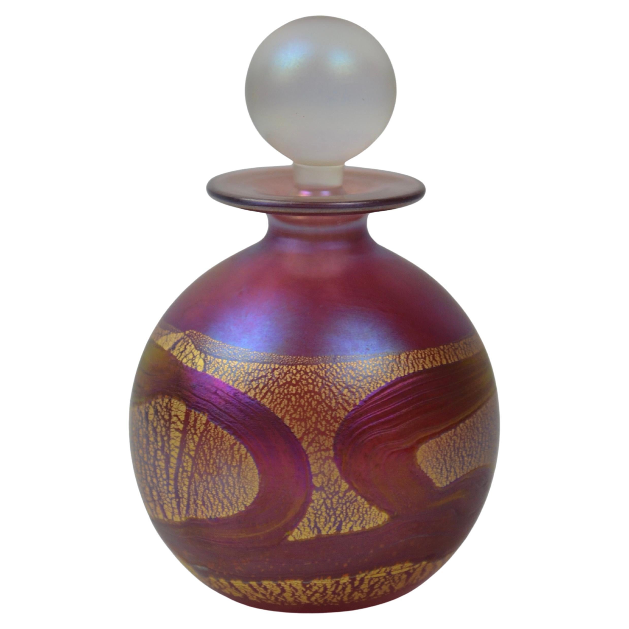 Isle of Wight Studio Glass Perfume Bottle – Pink 
Gold Iridescent, Vintage