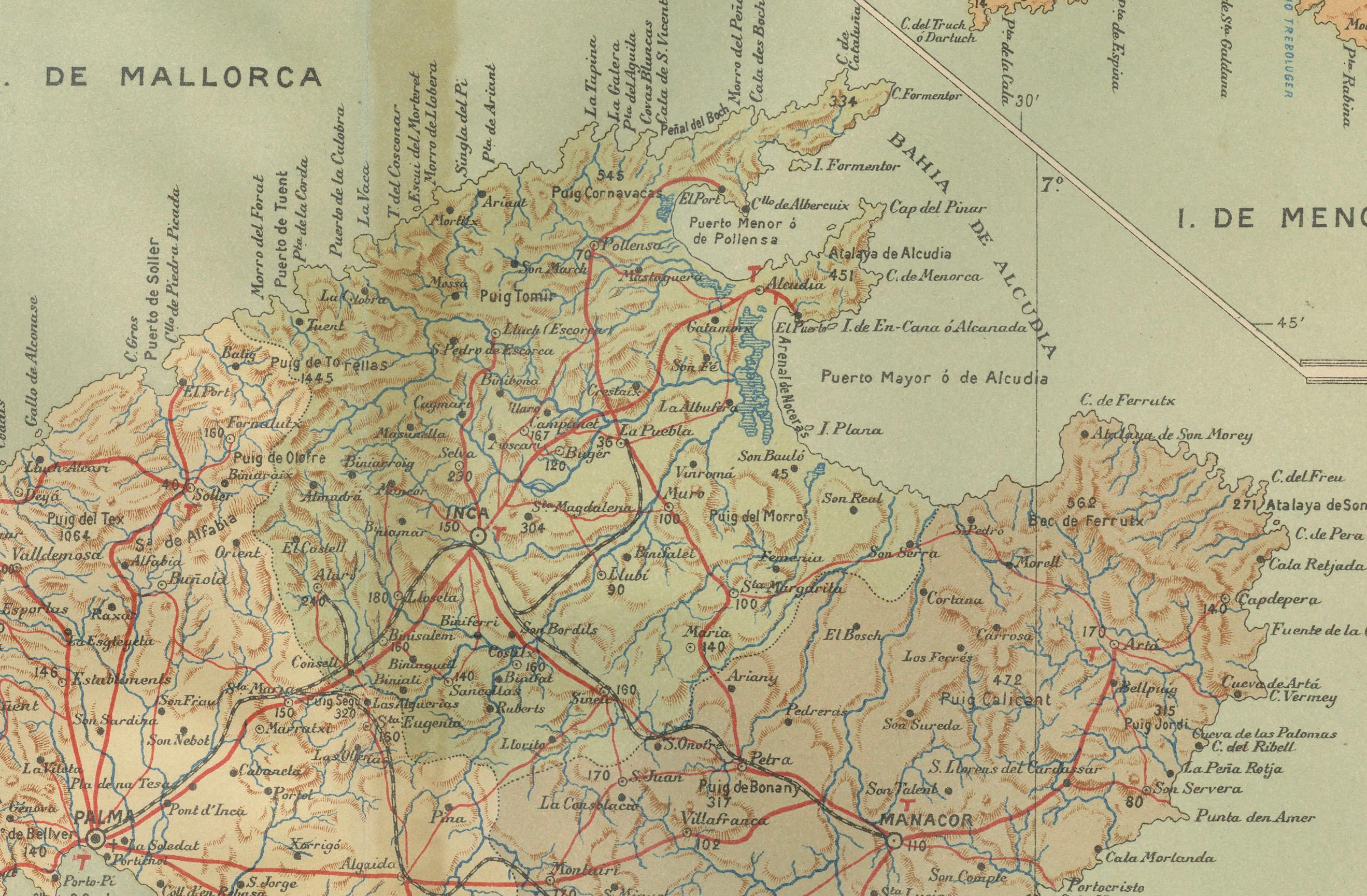 Die Balearen, Spanien, aus dem Jahr 1902. Der Titel der Karte lautet 