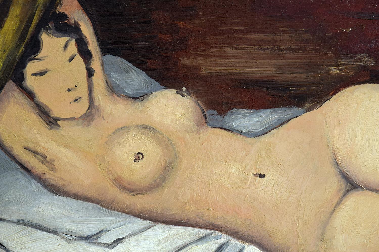 Jeune Fille à l'Accordéon von ISMAEL DE LA SERNA - Spanischer Künstler, kubistische Kunst (Schwarz), Nude Painting, von Ismael de la Serna