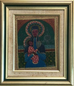 Vintage Mother 
Child- Original Painting by Contemporary Haitian Ismael Saincilus