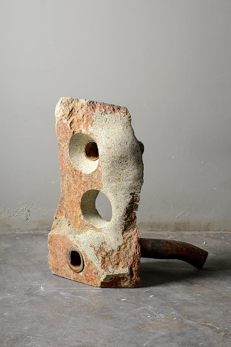 Juncture, Ismael Shivute, hand carved Namibian soapatone and reclaimed metal For Sale 1