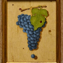 Ismail Olchen French Trompe l’Oeil Oil Painting Grapes and Ladybugs, 1991