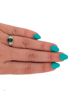 Ismeria Platinum Ring With 2.09 Ct Natural Jade And 0.12 Ct Diamonds Size 6.25