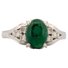 Ismeria Platinum Ring With 2.09 Ct Natural Jade And 0.12 Ct Diamonds Size 6.25