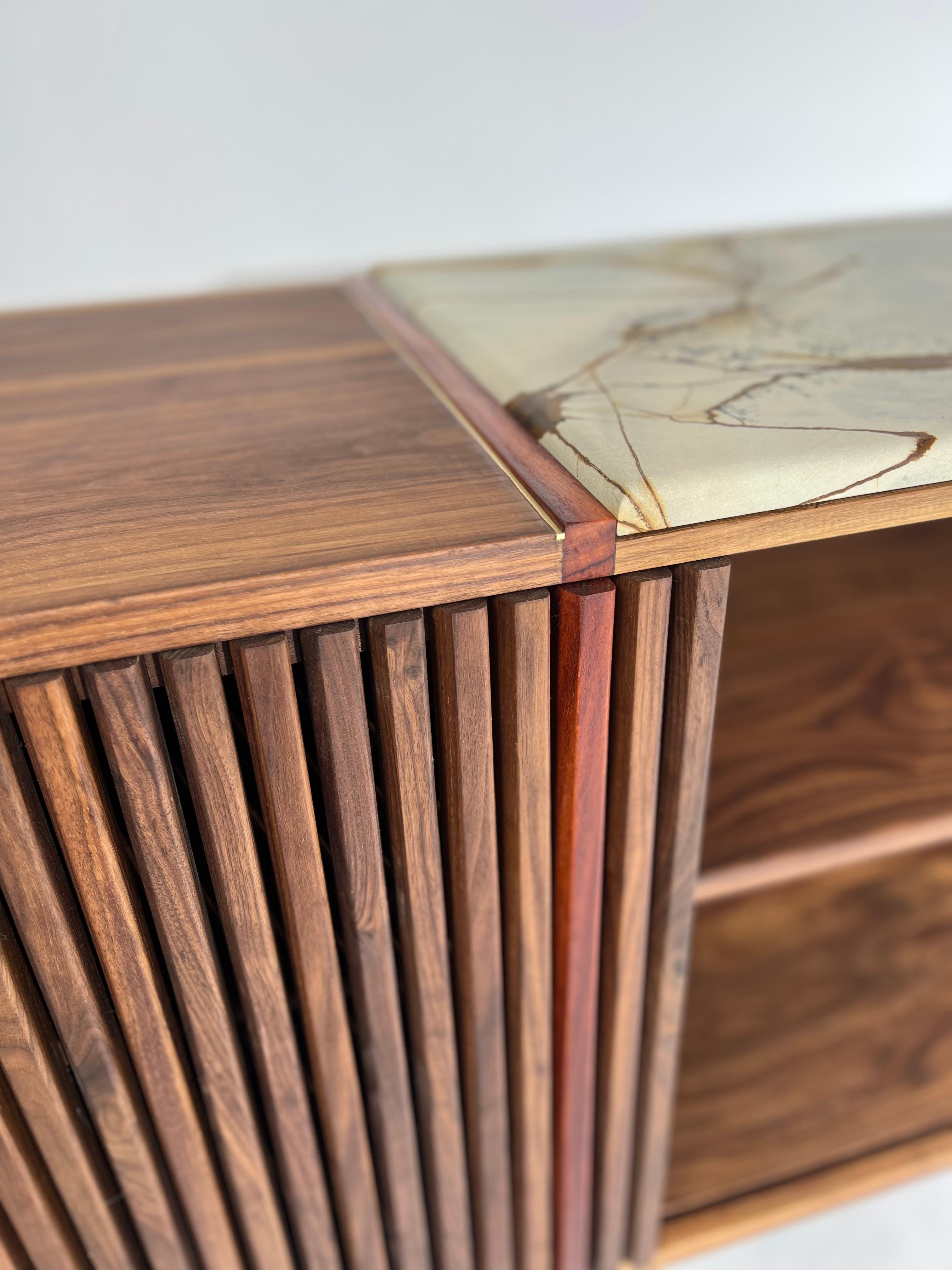 iSN-v1 Blue Roma Quartzite & Walnut Sideboard For Sale 6