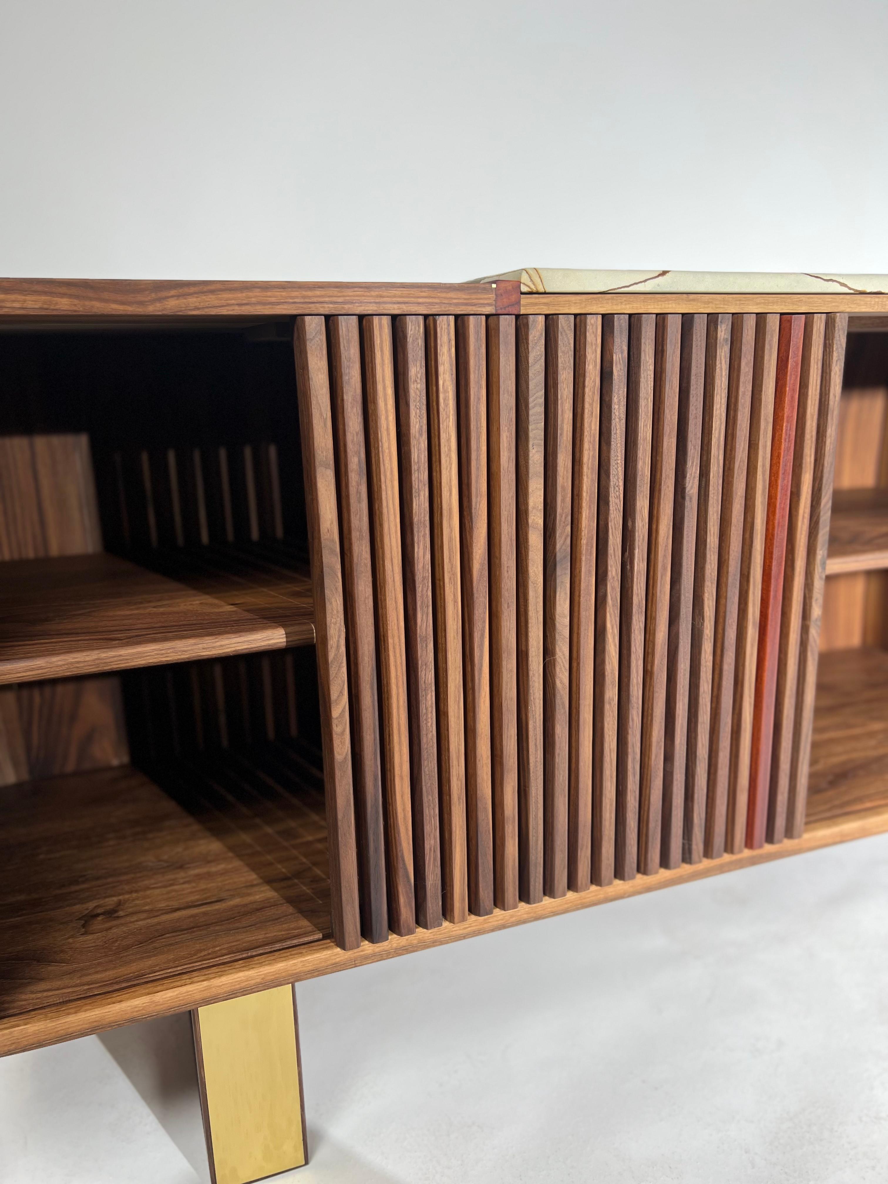iSN-v1 Blue Roma Quartzite & Walnut Sideboard For Sale 10