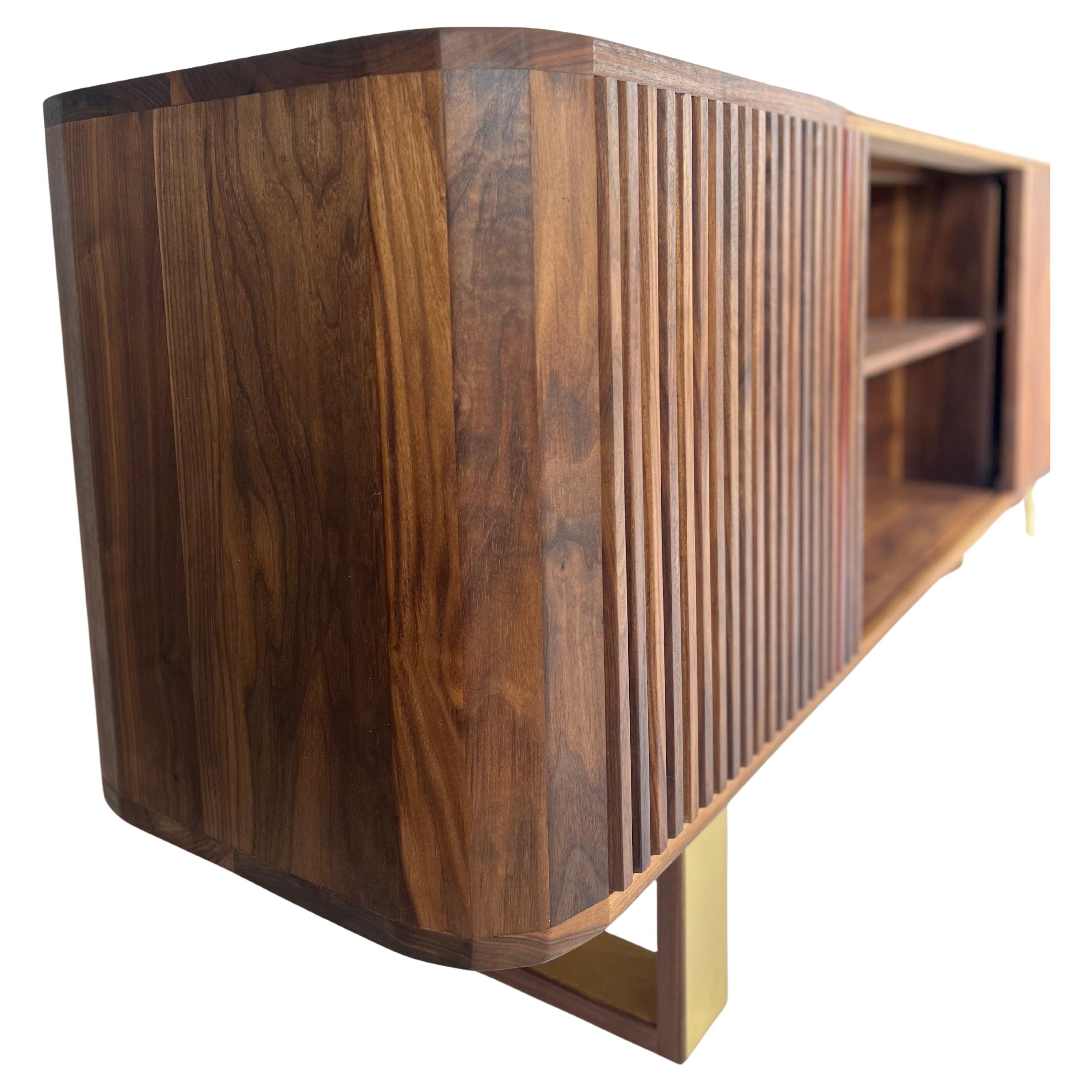 Canadian iSN-v1 Blue Roma Quartzite & Walnut Sideboard For Sale