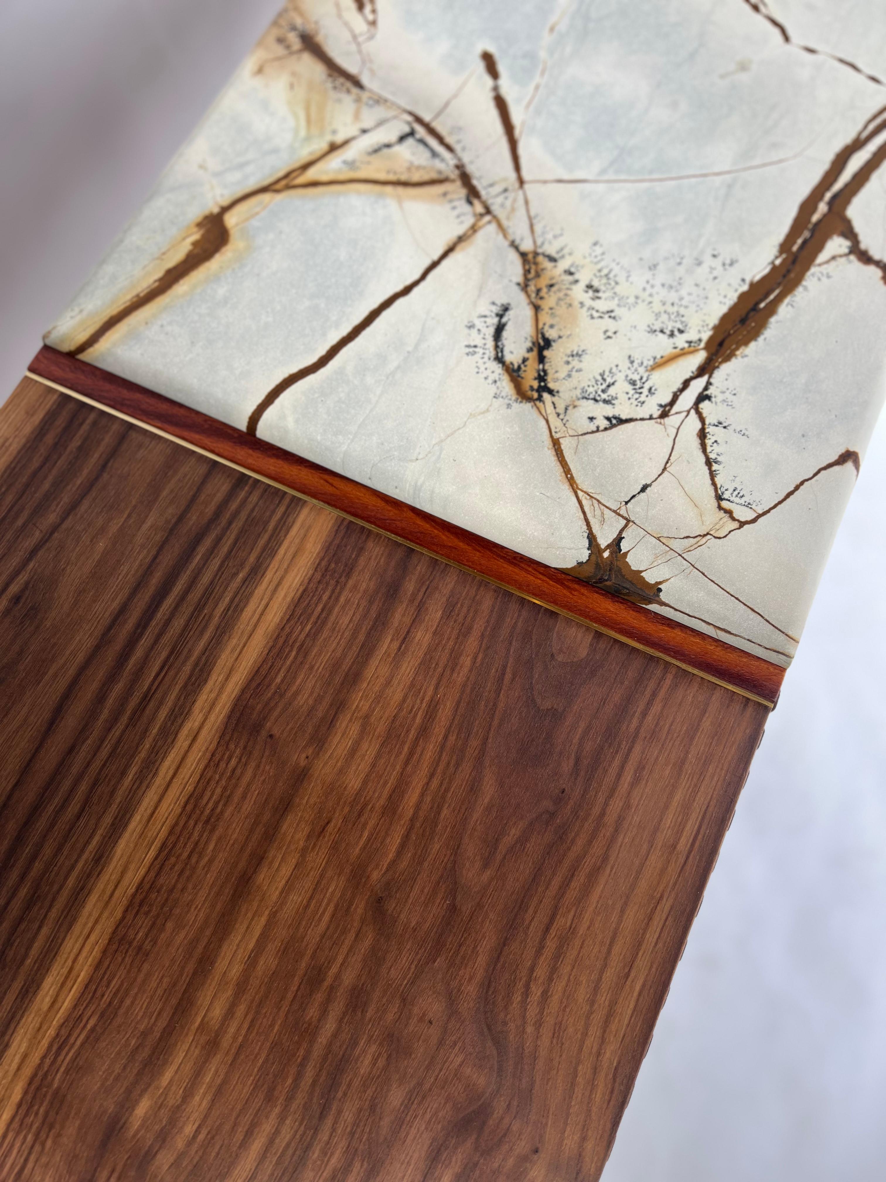 iSN-v1 Blue Roma Quartzite & Walnut Sideboard For Sale 1
