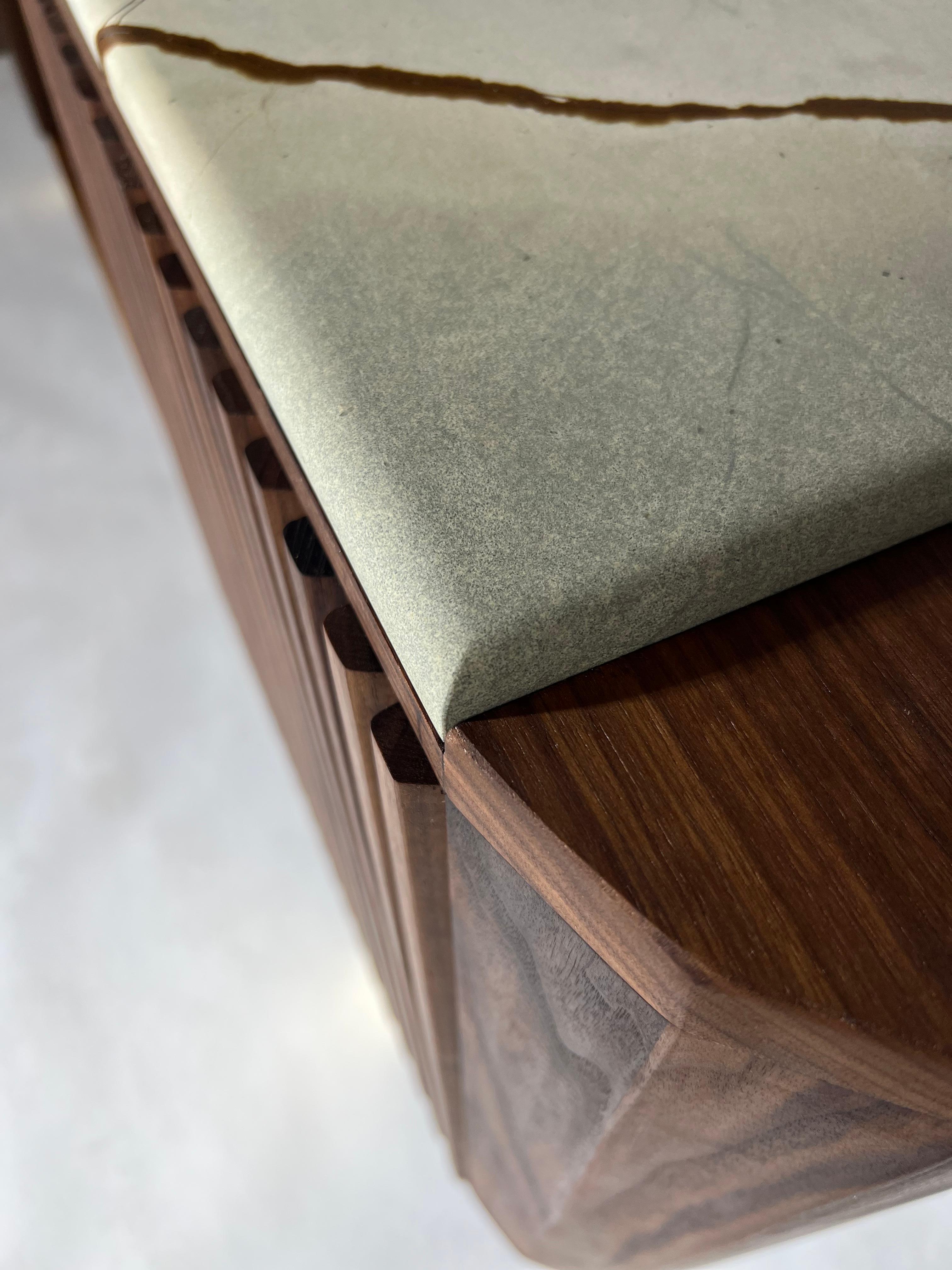 iSN-v1 Blue Roma Quartzite & Walnut Sideboard For Sale 3