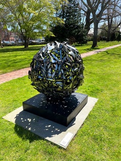 "Copernicus' Midnight Sun", Abstract, Metal Sphere Sculpture in Welded Steel