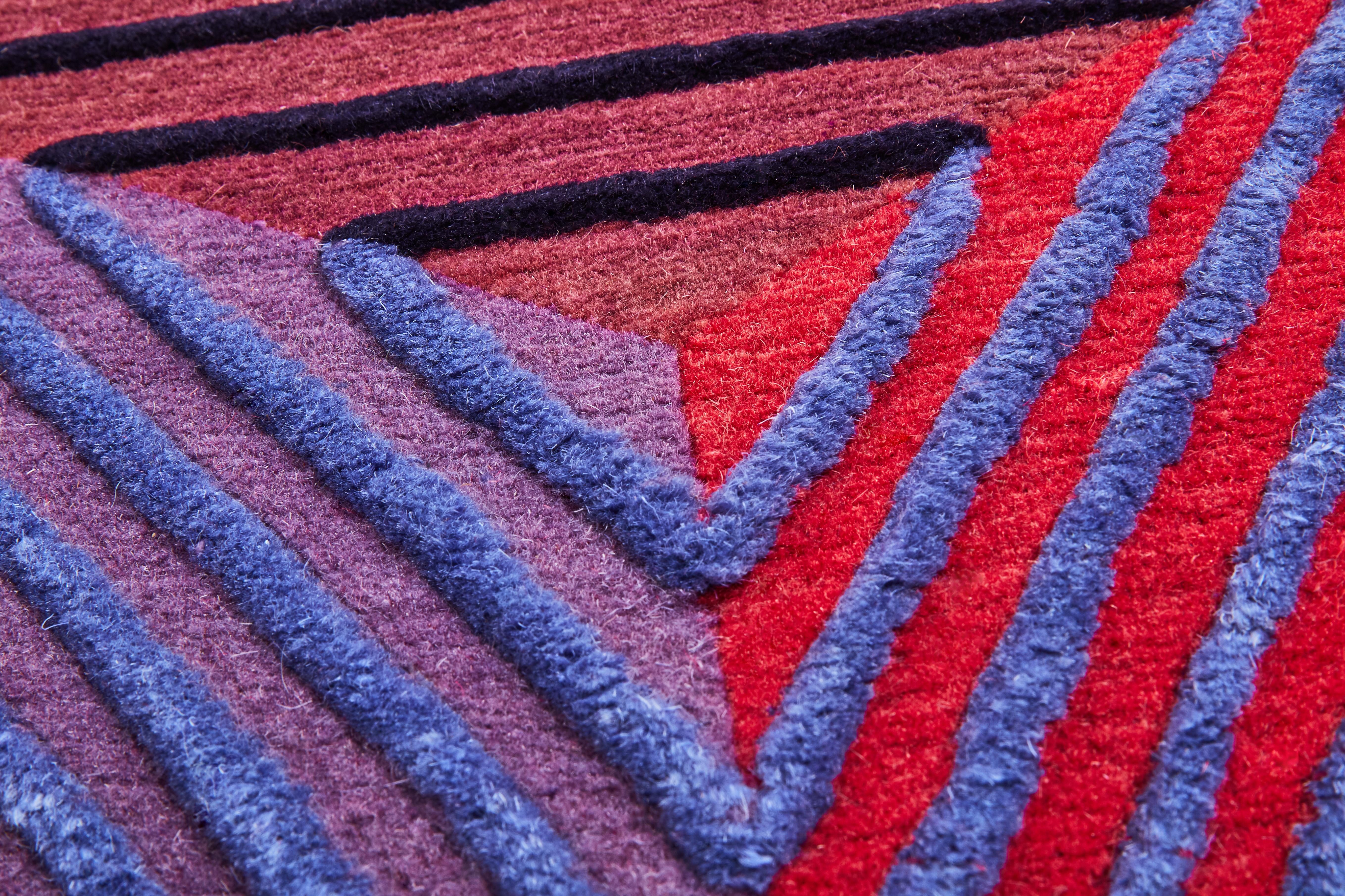 Nepalese Isocaedro Carpet, Limit Ed, Handknot, 200kn, Wool+Bamboo Silk, Lanzavecchia+Wai For Sale