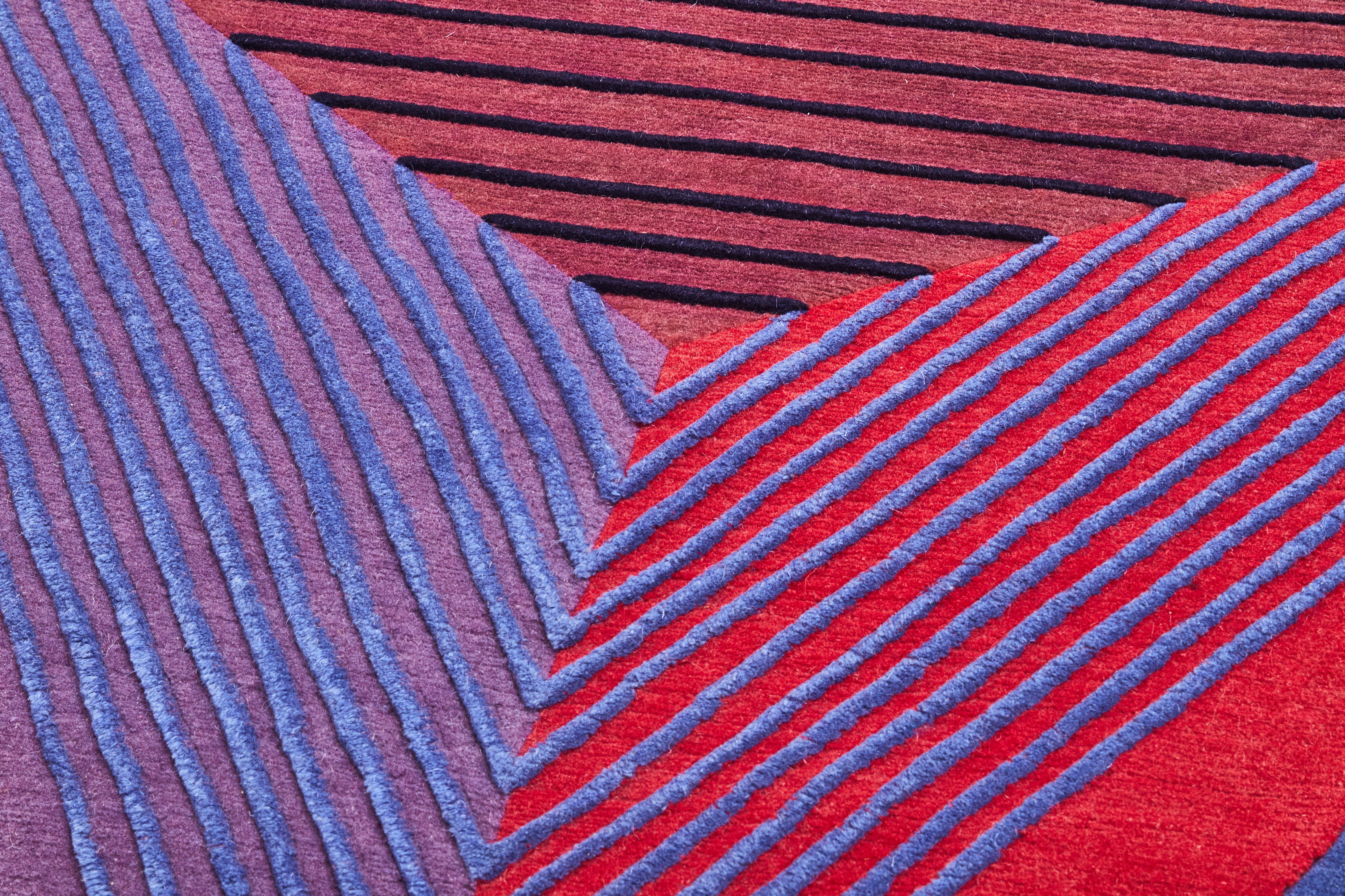 Contemporary Isocaedro Carpet, Limit Ed, Handknot, 200kn, Wool+Bamboo Silk, Lanzavecchia+Wai For Sale