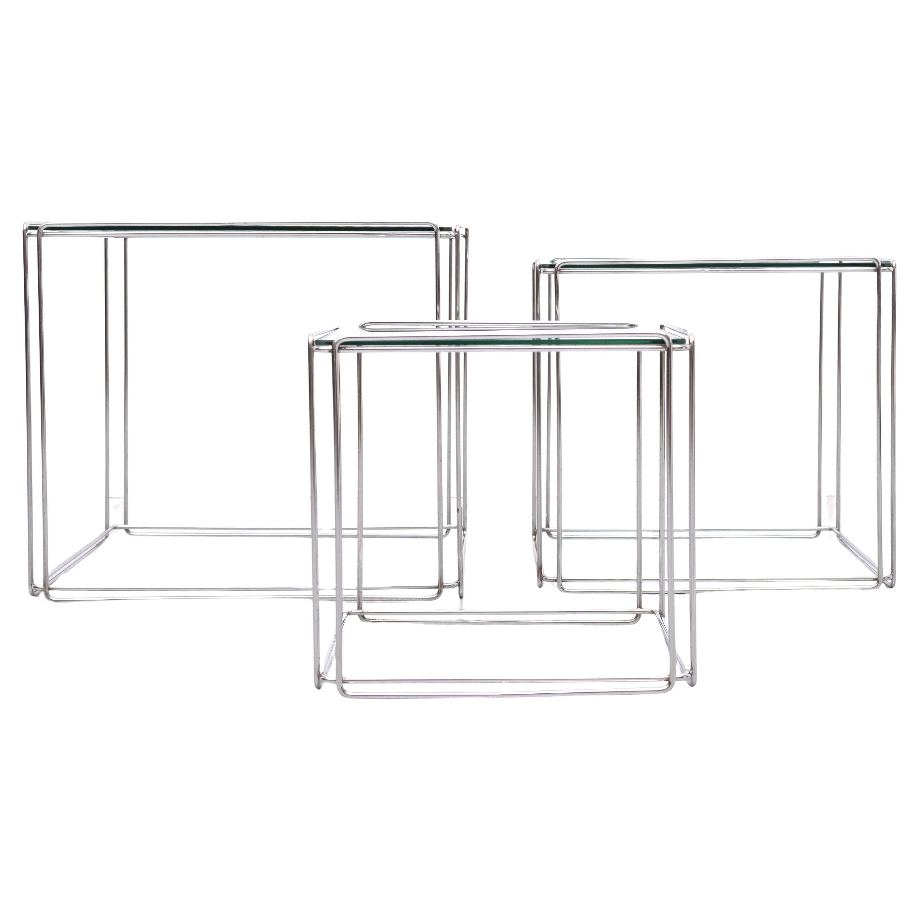 Mid-Century Modern Isocèle Tables gigognes en chrome Max Sauze, 1970 France en vente