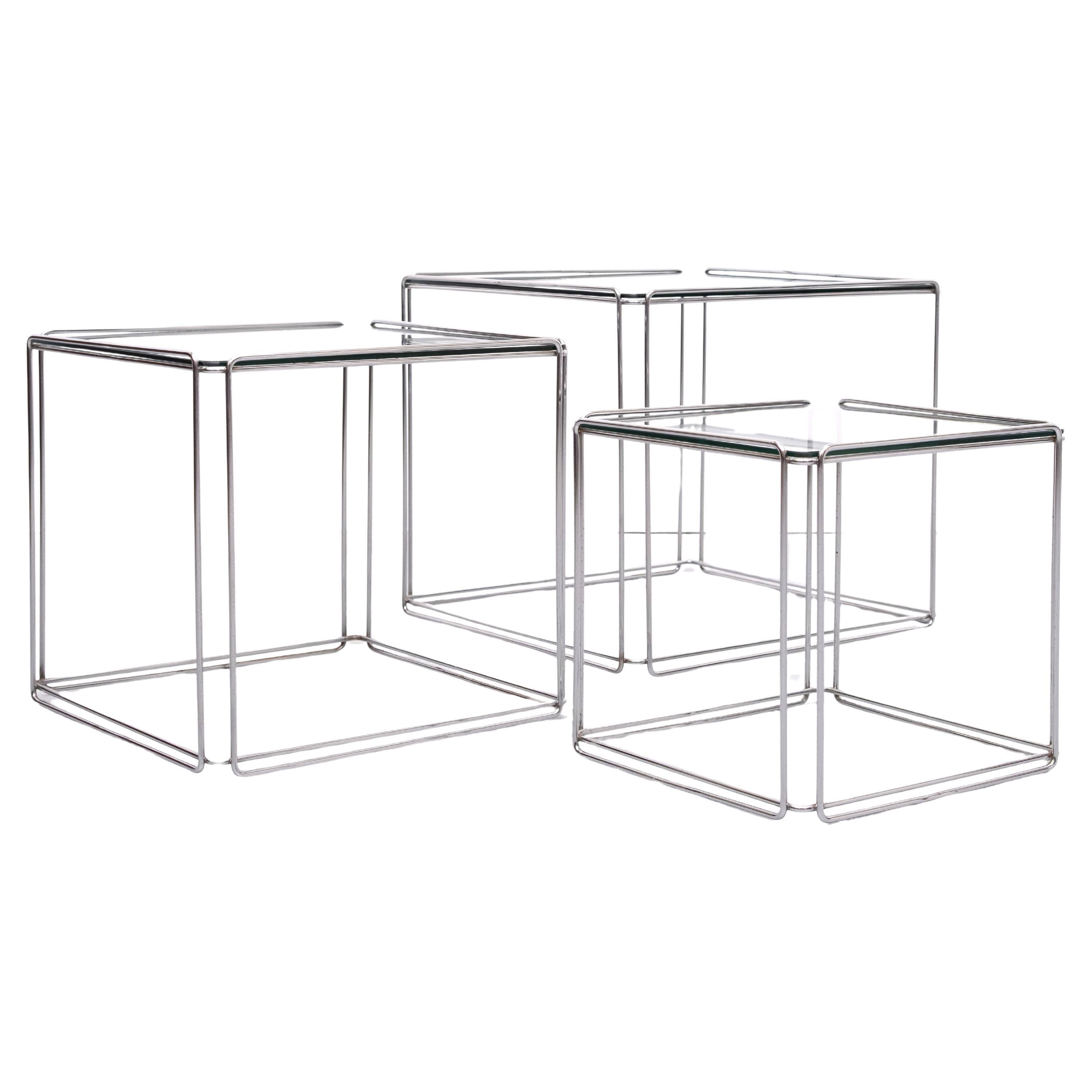 Isocèle Tables gigognes en chrome Max Sauze, 1970 France