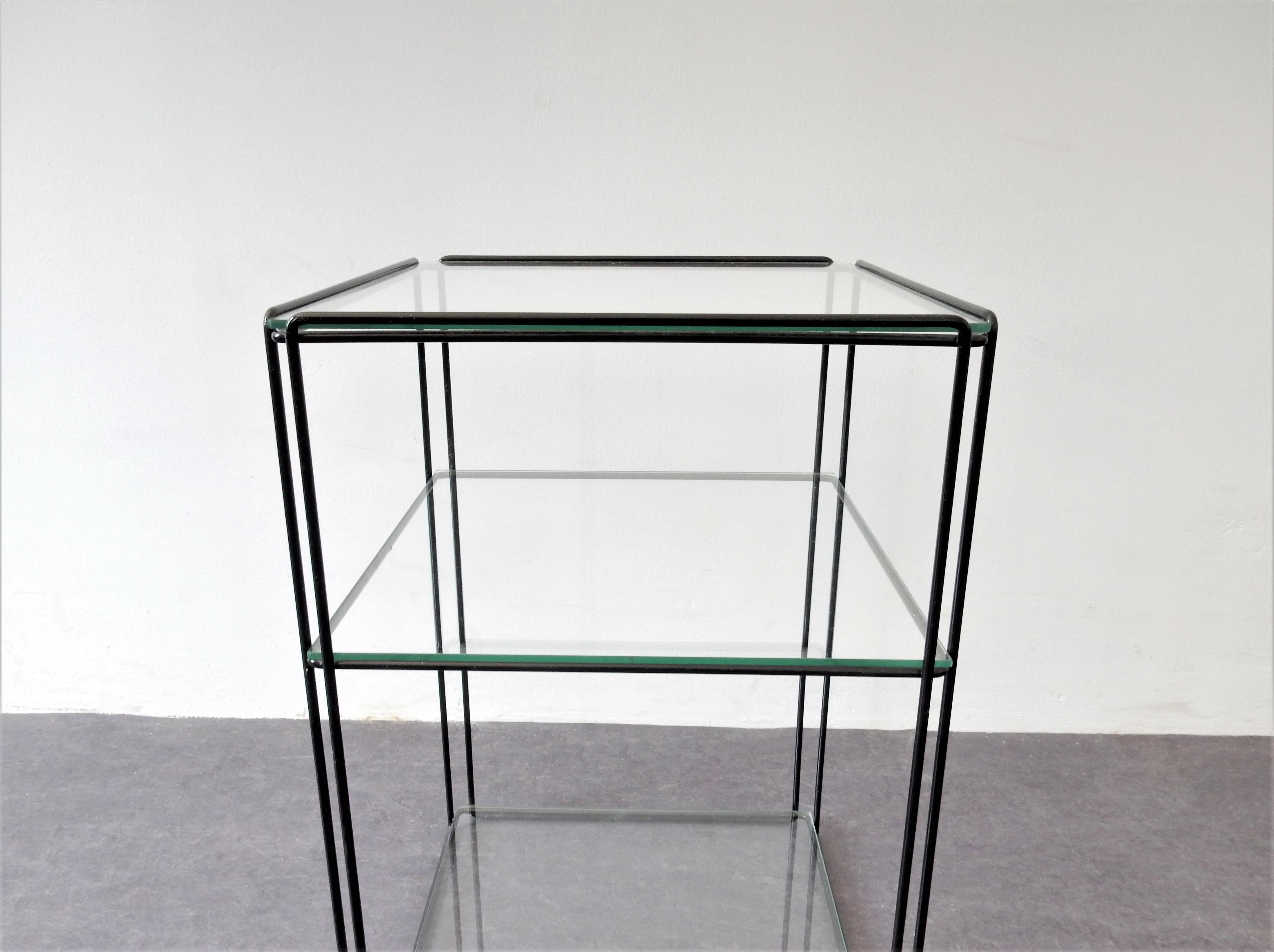 Mid-Century Modern Isocele Metal and Glass Side Table by Max Sauze, France, 1970s For Sale