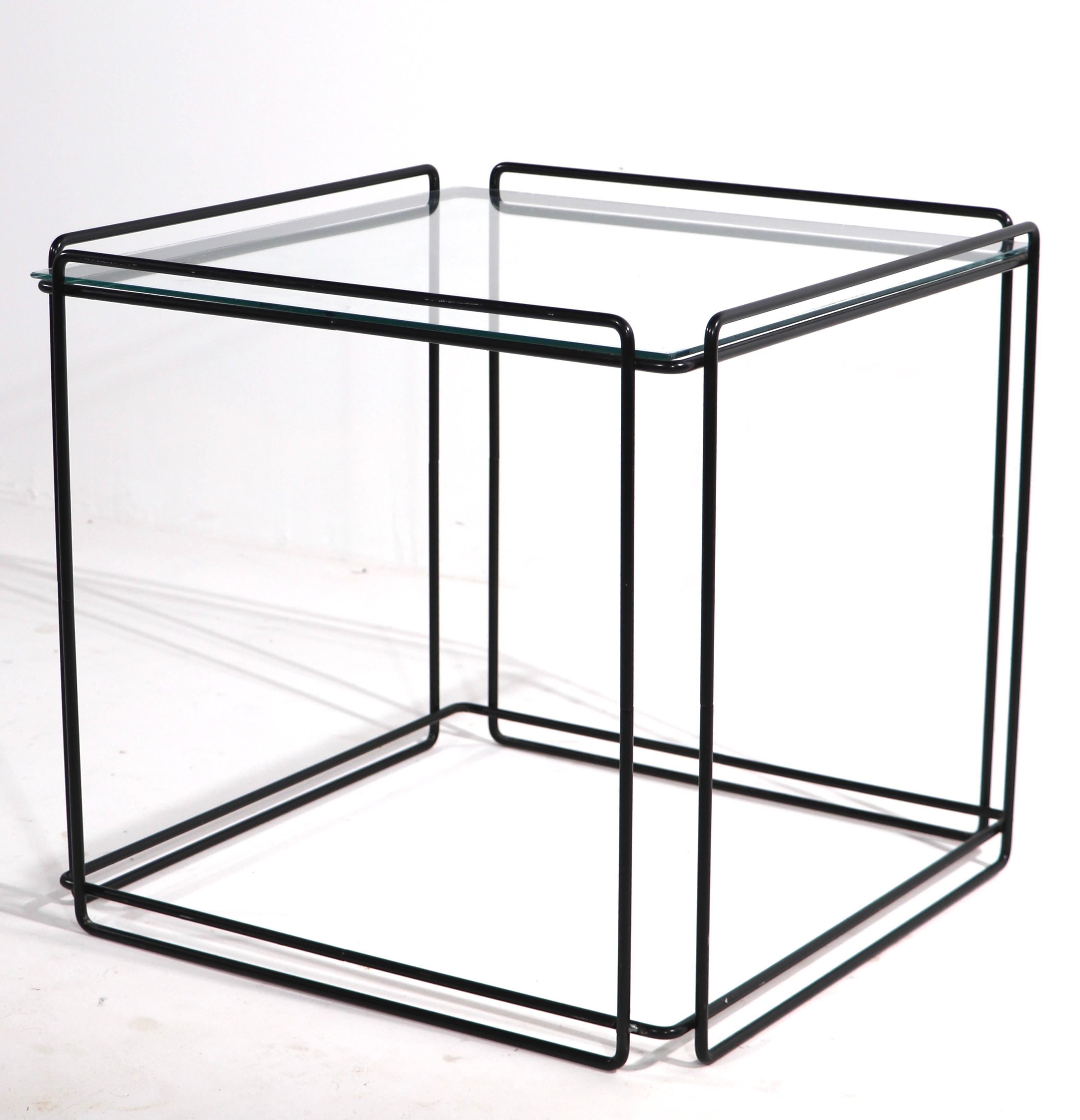 Isoceles Metal and Glass Table by Max Sauze for Attro France 4