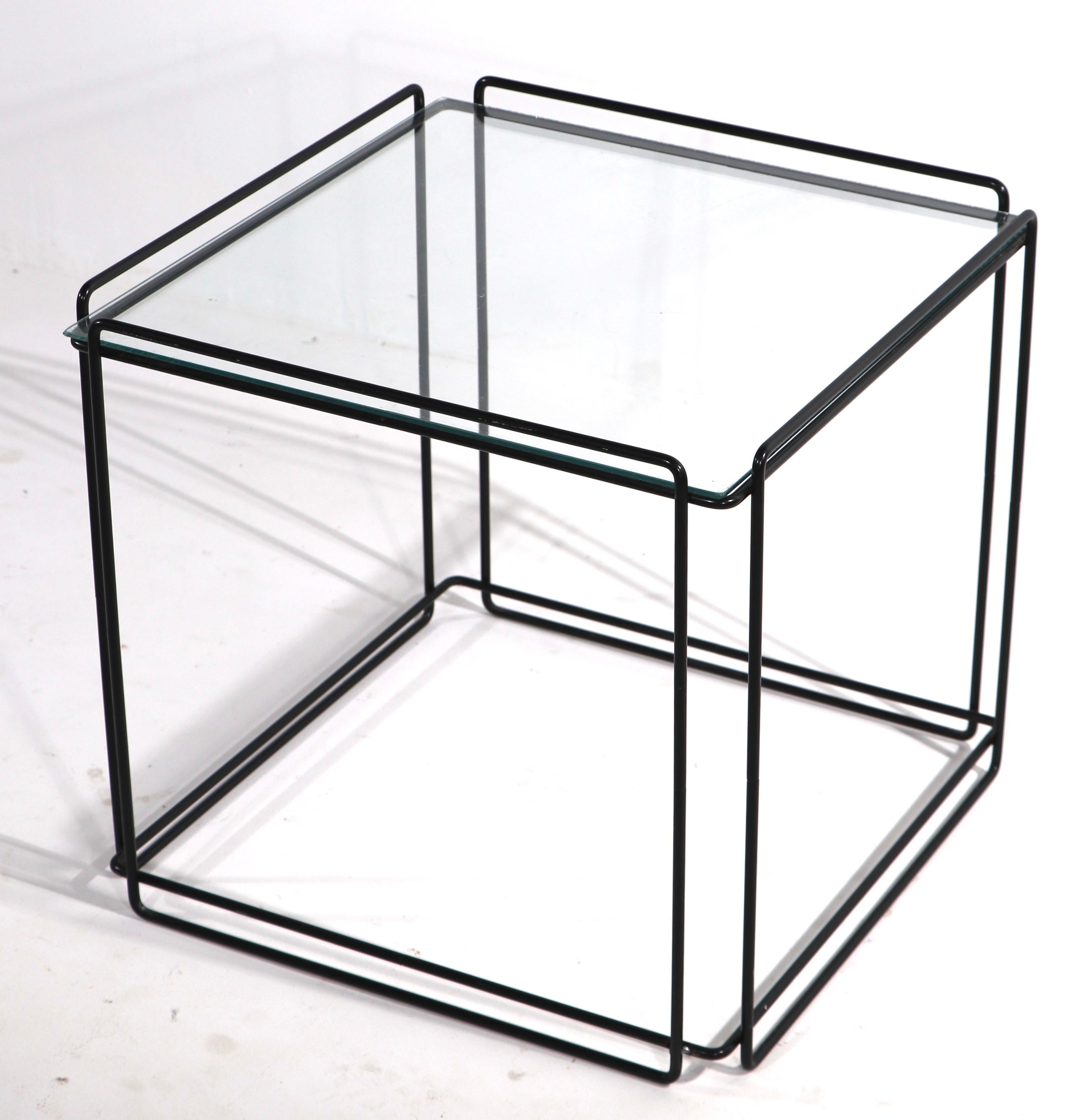 French Isoceles Metal and Glass Table by Max Sauze for Attro France
