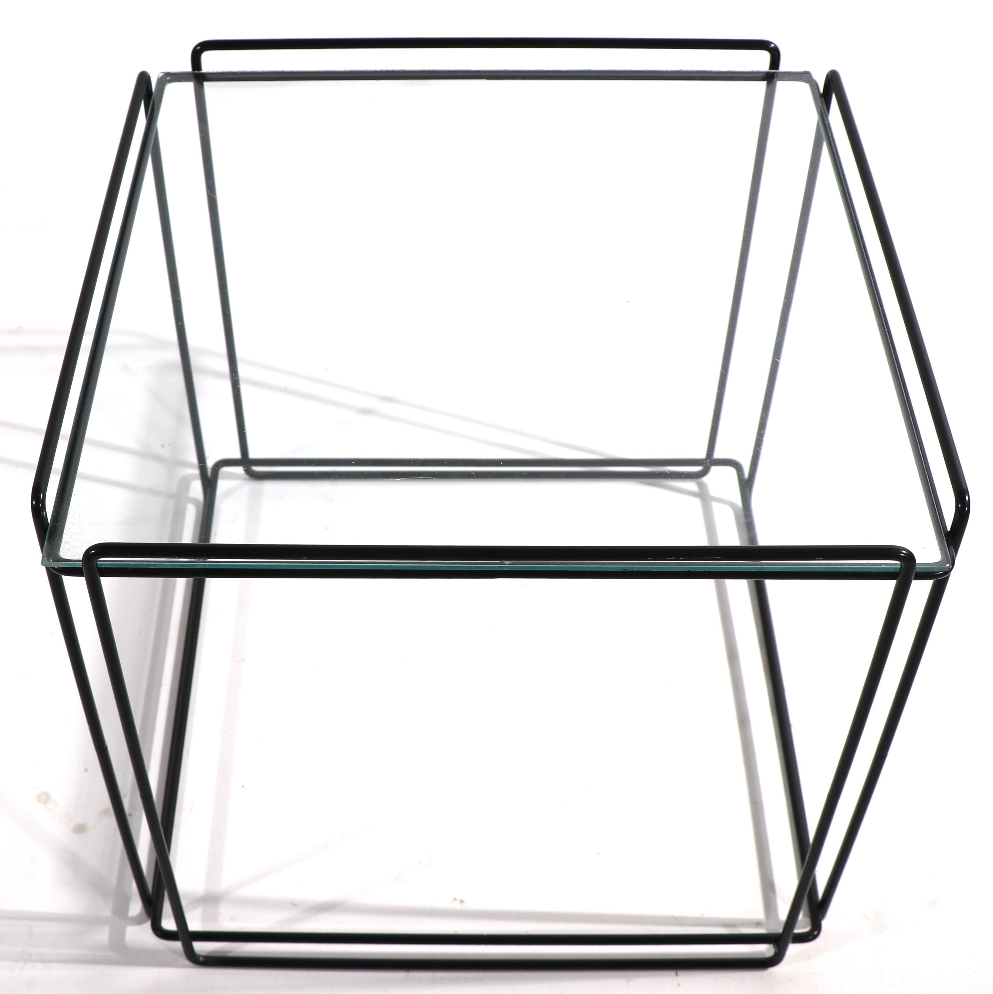 Isoceles Metal and Glass Table by Max Sauze for Attro France In Good Condition In New York, NY
