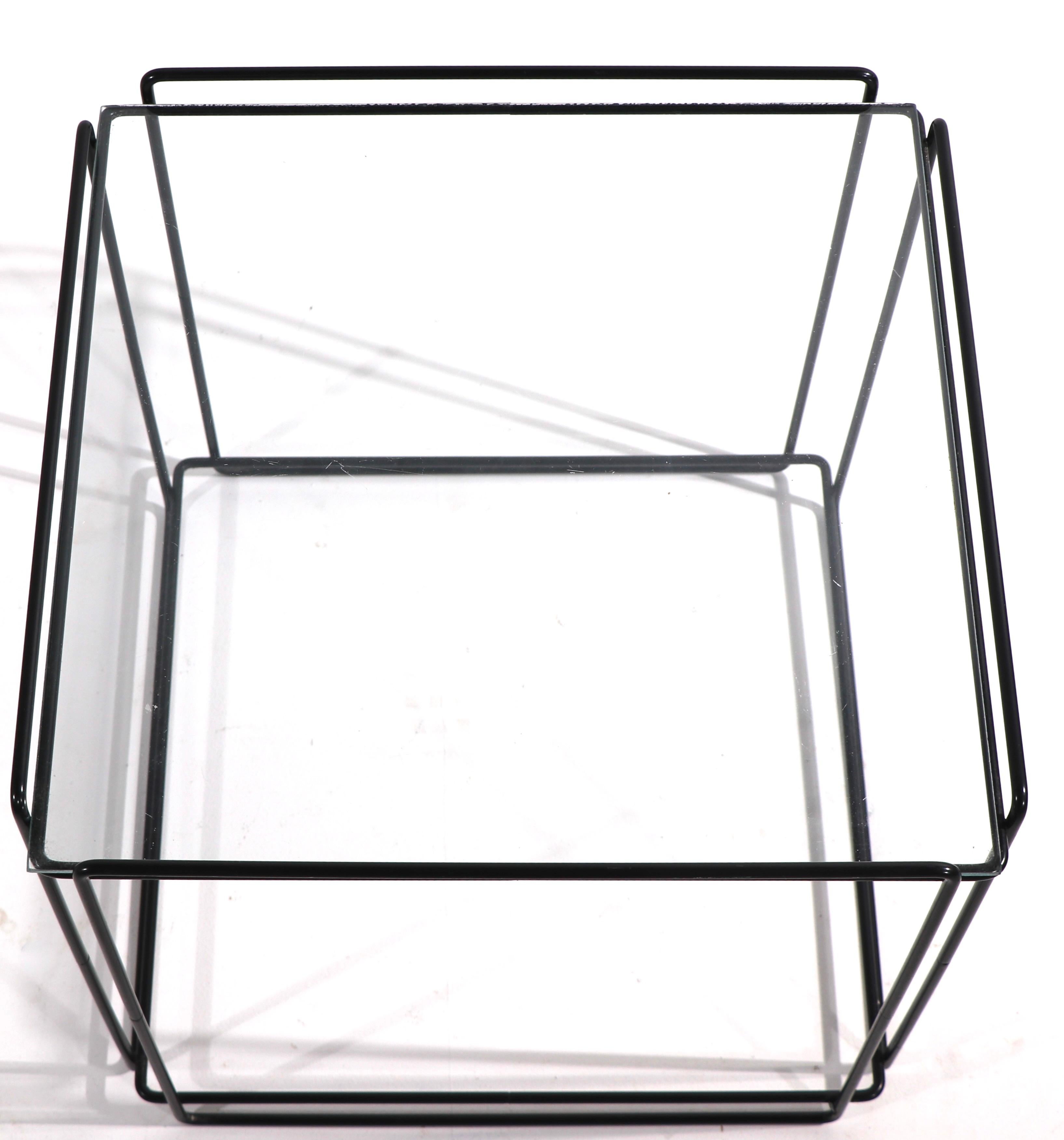 20th Century Isoceles Metal and Glass Table by Max Sauze for Attro France