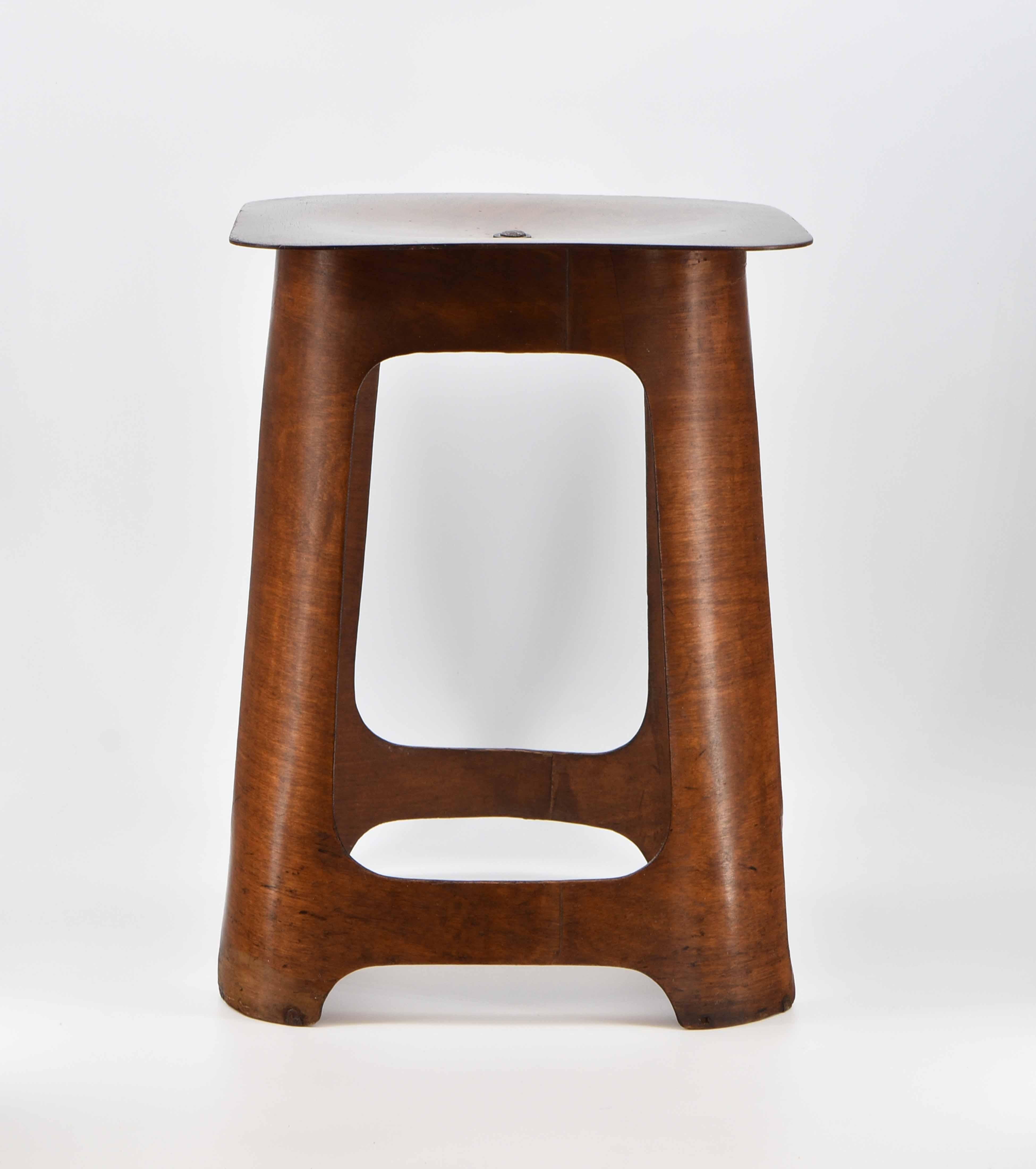 An iconic Isokon laminated birch plywood stool, with distributor label: Venesta. Circa 1933.

The Isokon company was founded in London in 1929 by the entrepreneur Jack Pritchard (1899-1992), the architect Wells Coates (1895-1958) and others. The