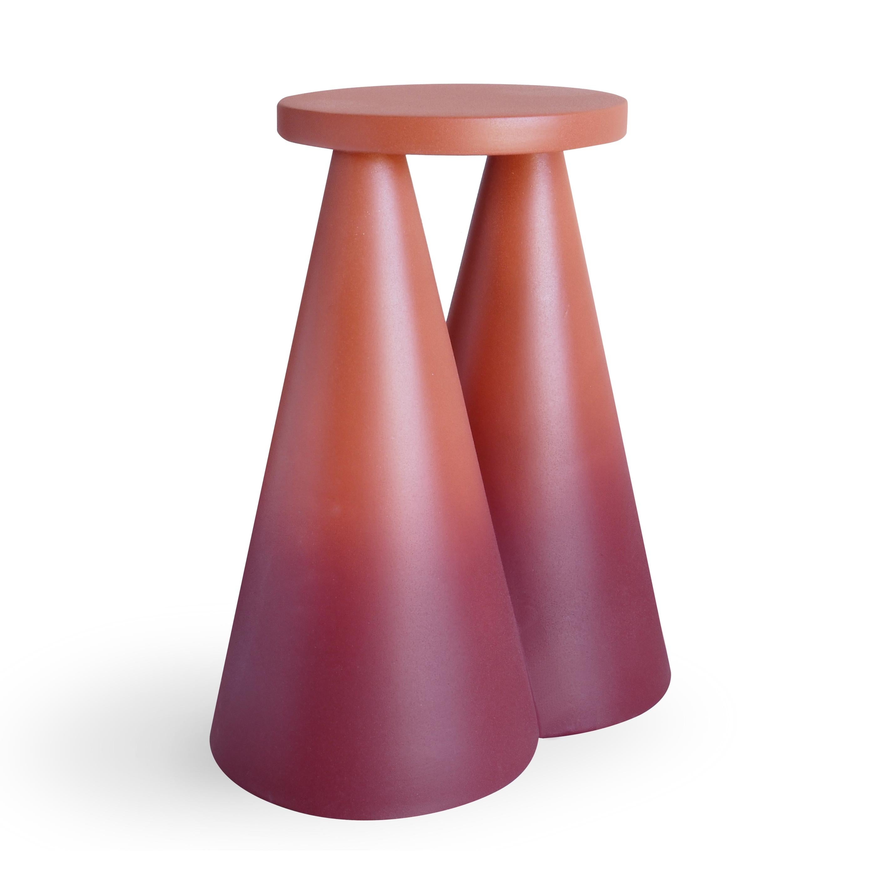 Italian Isola/ Ceramic Conic Side Table/ Cotto, Designed by Cara/Davide for Portego For Sale