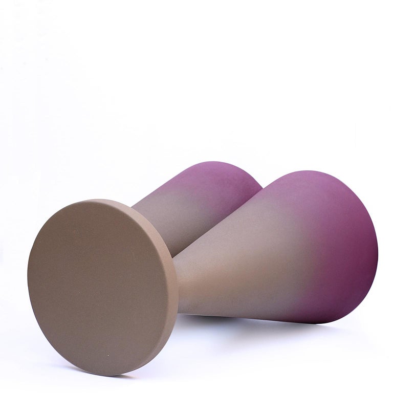 Contemporary Isola/ Ceramic Conic Side Table/ Purple, Designed by Cara/Davide for Portego For Sale