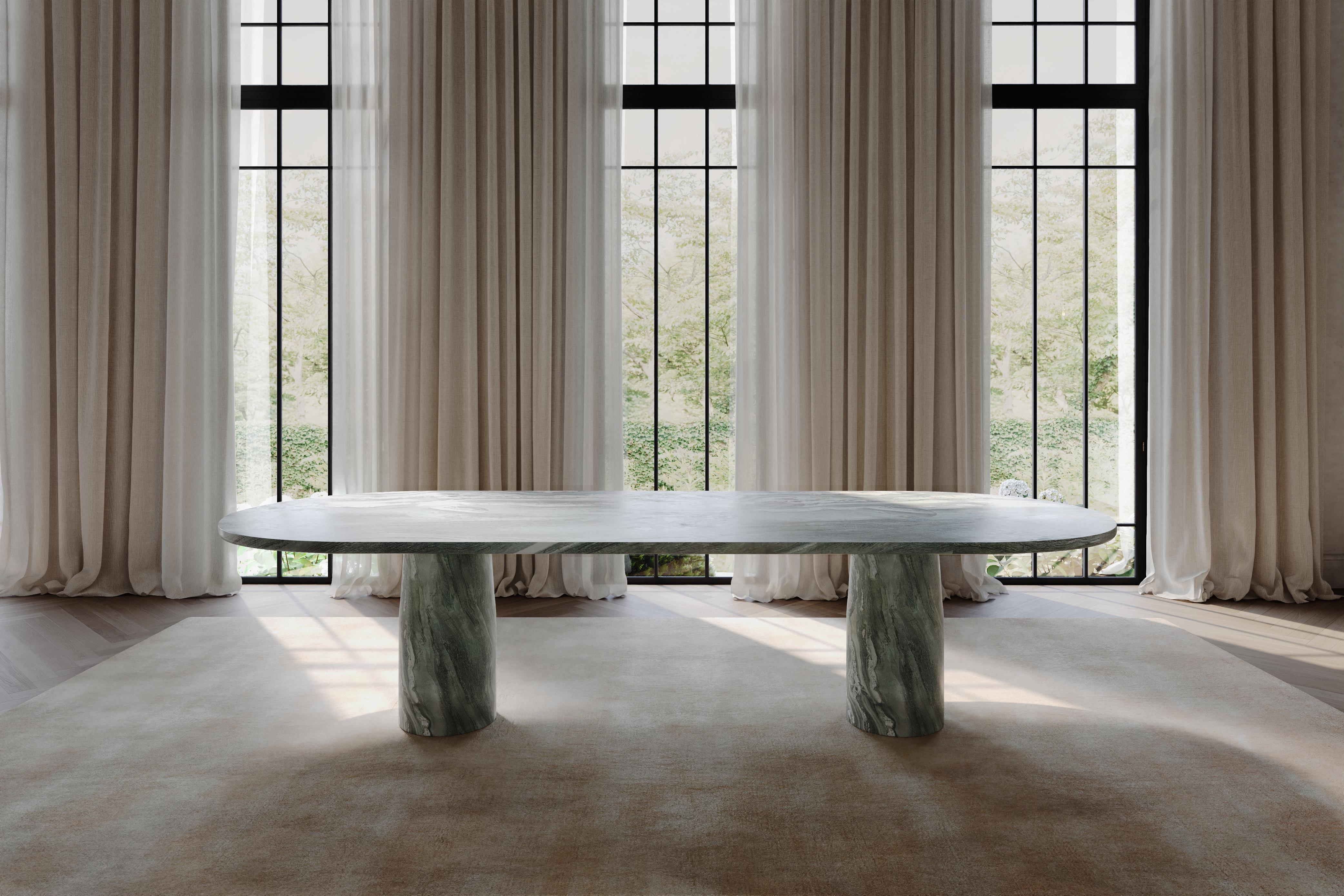 XXIe siècle et contemporain Isola Table à manger IV en travertin Classico Alabastrino par Paloma Editions en vente