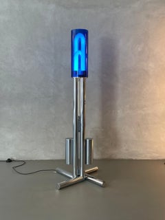 Isola & Gabbetti Arbo Mod Tetralogia Floor Lamp Florescent Lights Italy 1970s