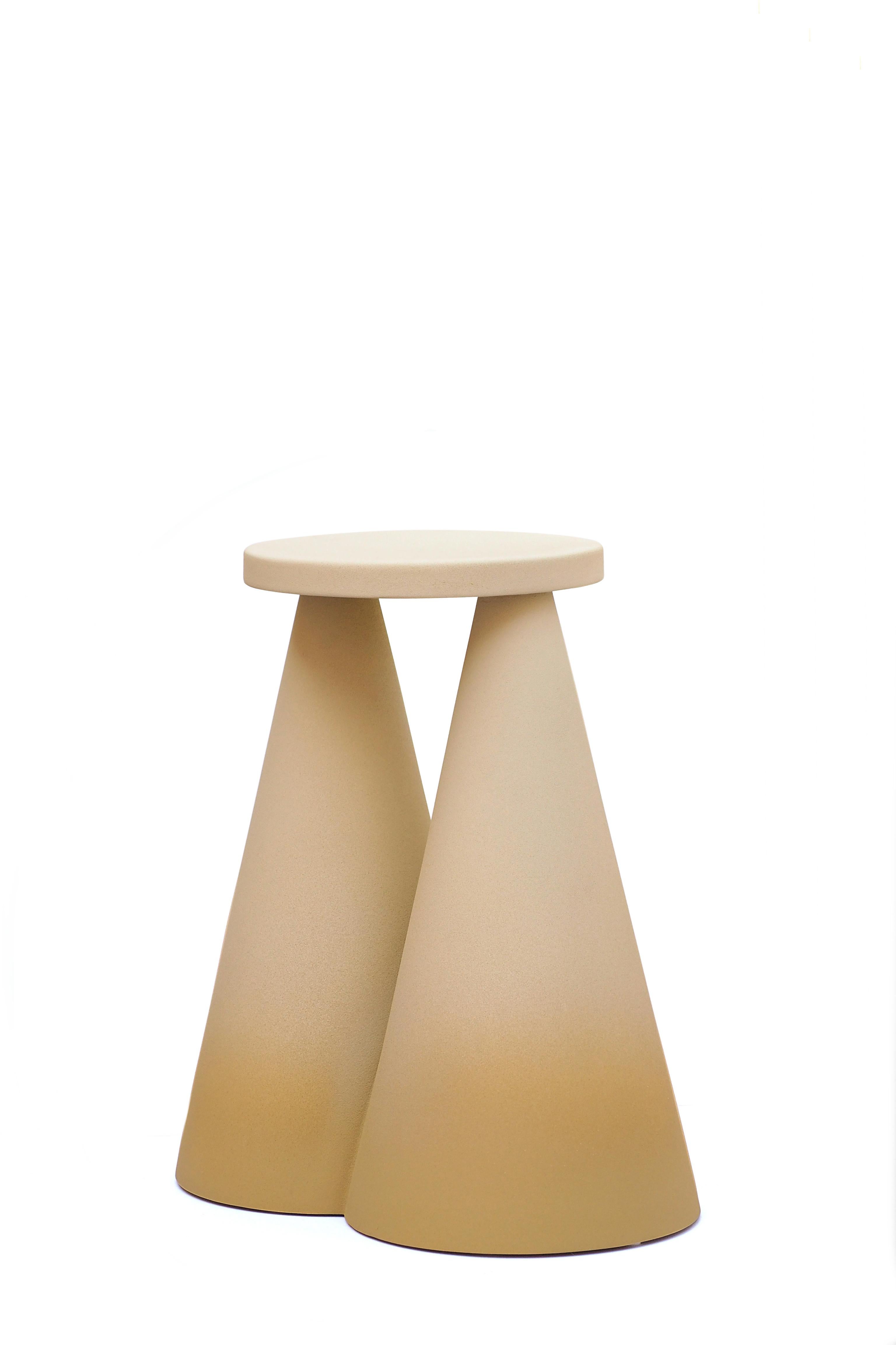 Isola side table by Cara Davide
Dimensions: 25 x 43 x H45 
Materials: Ceramic /Rough touch finishing

Isola side table is completelly made in ceramic using high temperature
furnace, to make the material stronger.
The large base make the object