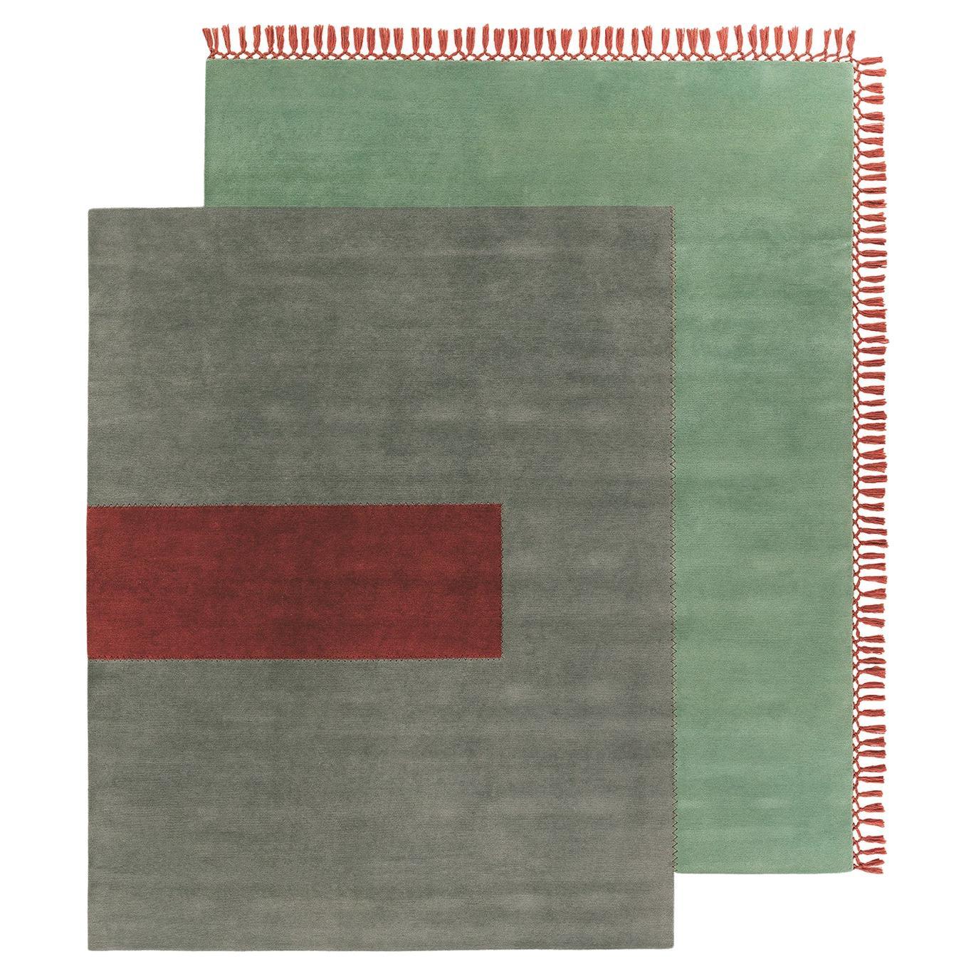 Isola Terrazze Rectangular Rug in Hand-knotted Wool with Fringe by Mohebban