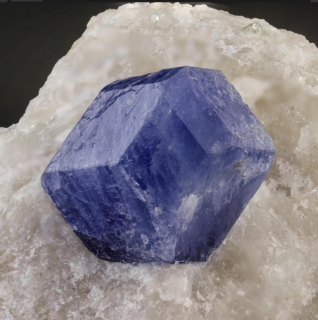 Isolated And Isometric Hackmanite Crystal On Calcite From Afghanistan For Sale 4