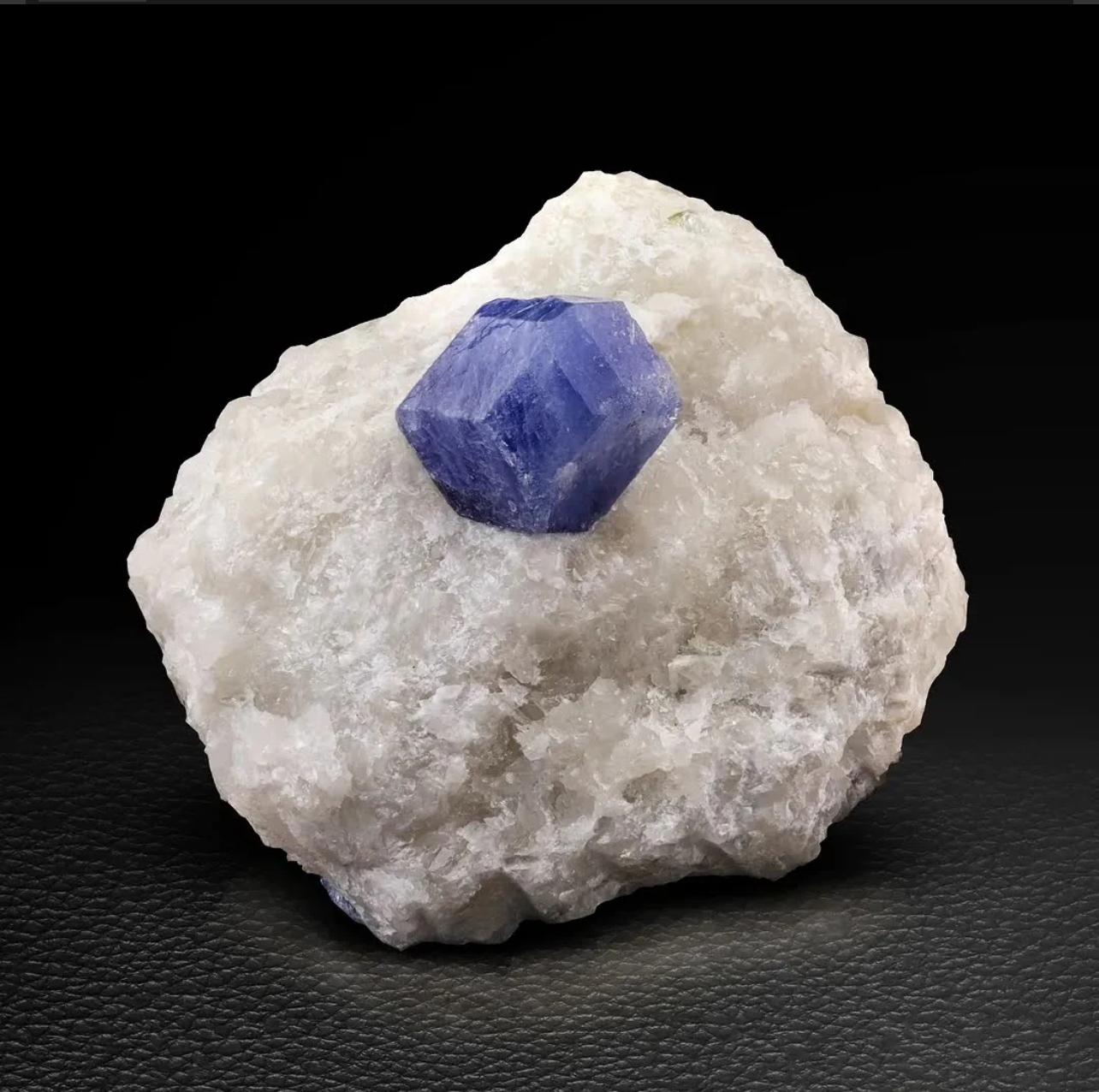 Isolated And Isometric Hackmanite Crystal On Calcite From Afghanistan For Sale 5