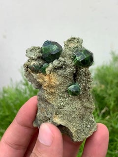 Isolated Emerald Green color Demantoid Garnet Crystals on Matrix from Iran