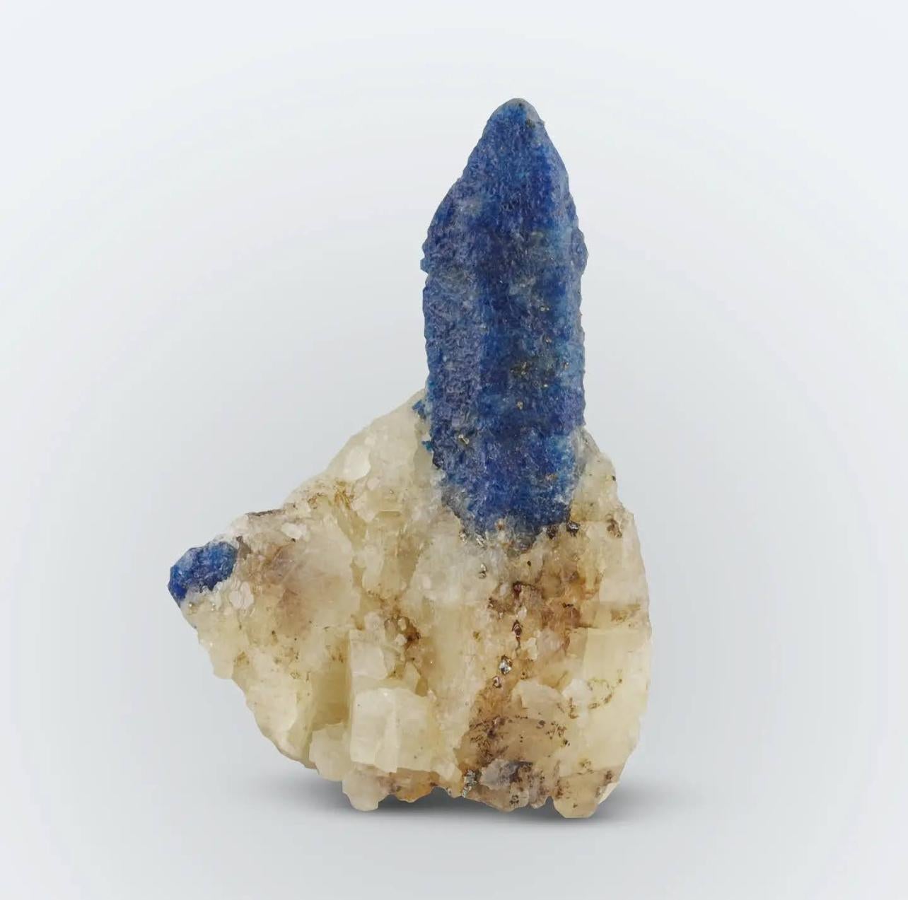 Adam Style Isolated Pointed Afghanite Crystal Free Standing On Calcite Matrix For Sale