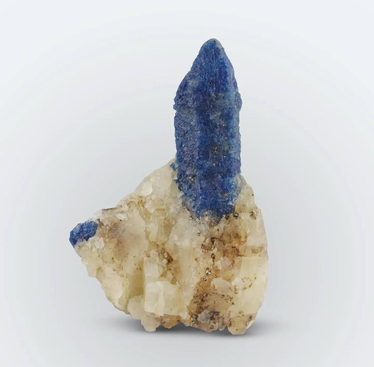 Contemporary Isolated Pointed Afghanite Crystal Free Standing On Calcite Matrix For Sale