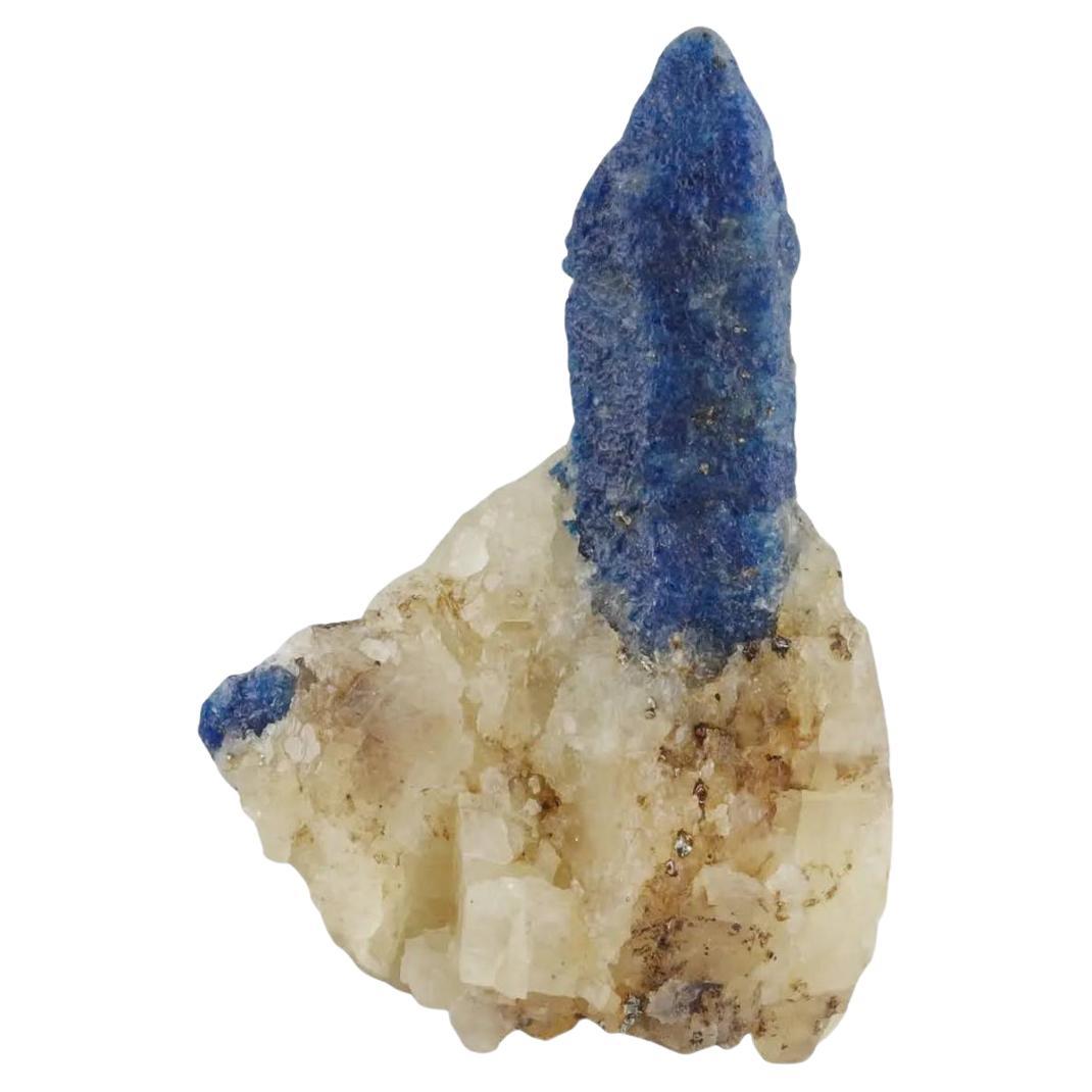 Isolated Pointed Afghanite Crystal Free Standing On Calcite Matrix