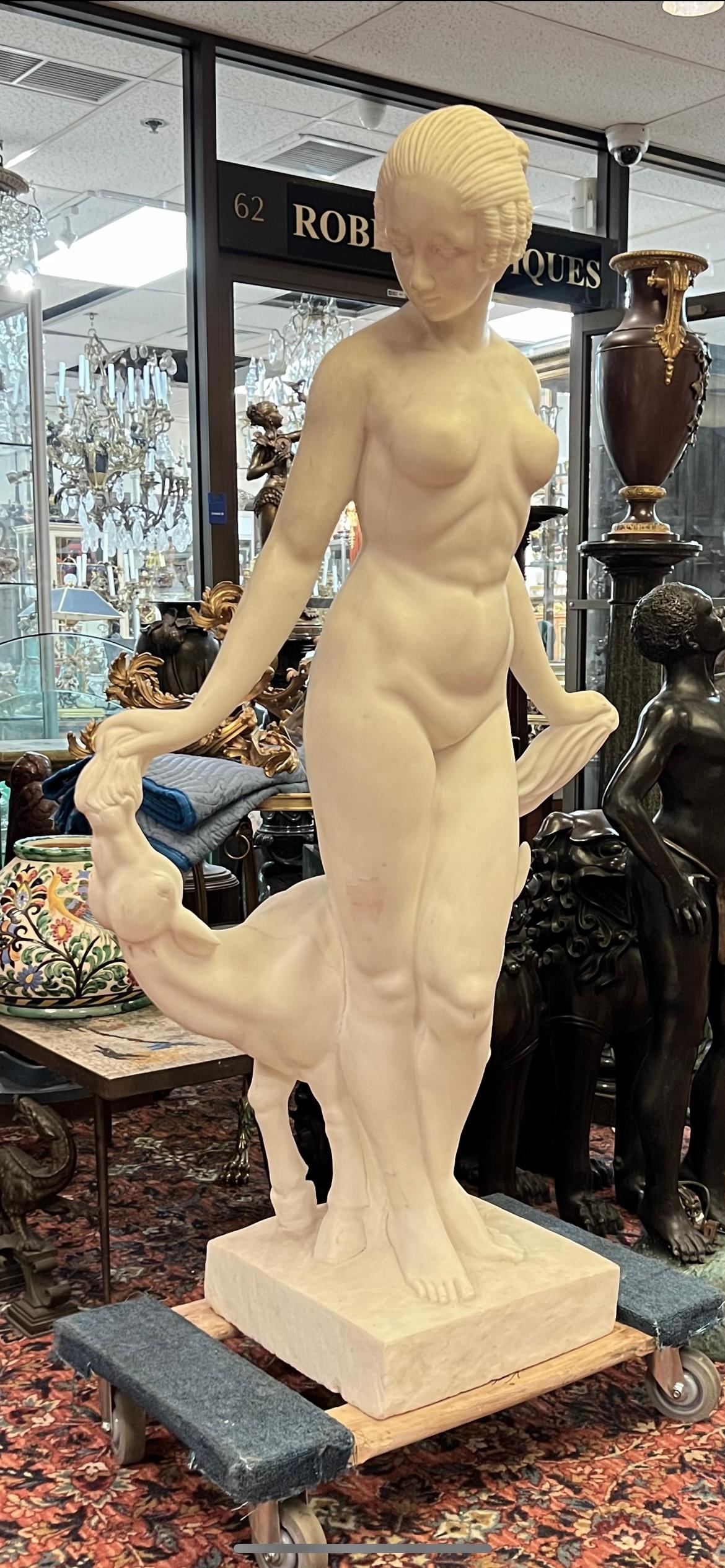 Art Deco Isolde with Fawn Marble Statue After Edward McCartan For Sale