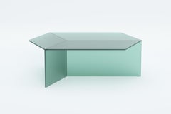 ISOM OBLONG 105 cm, verre satiné vert, table basse design contemporaine